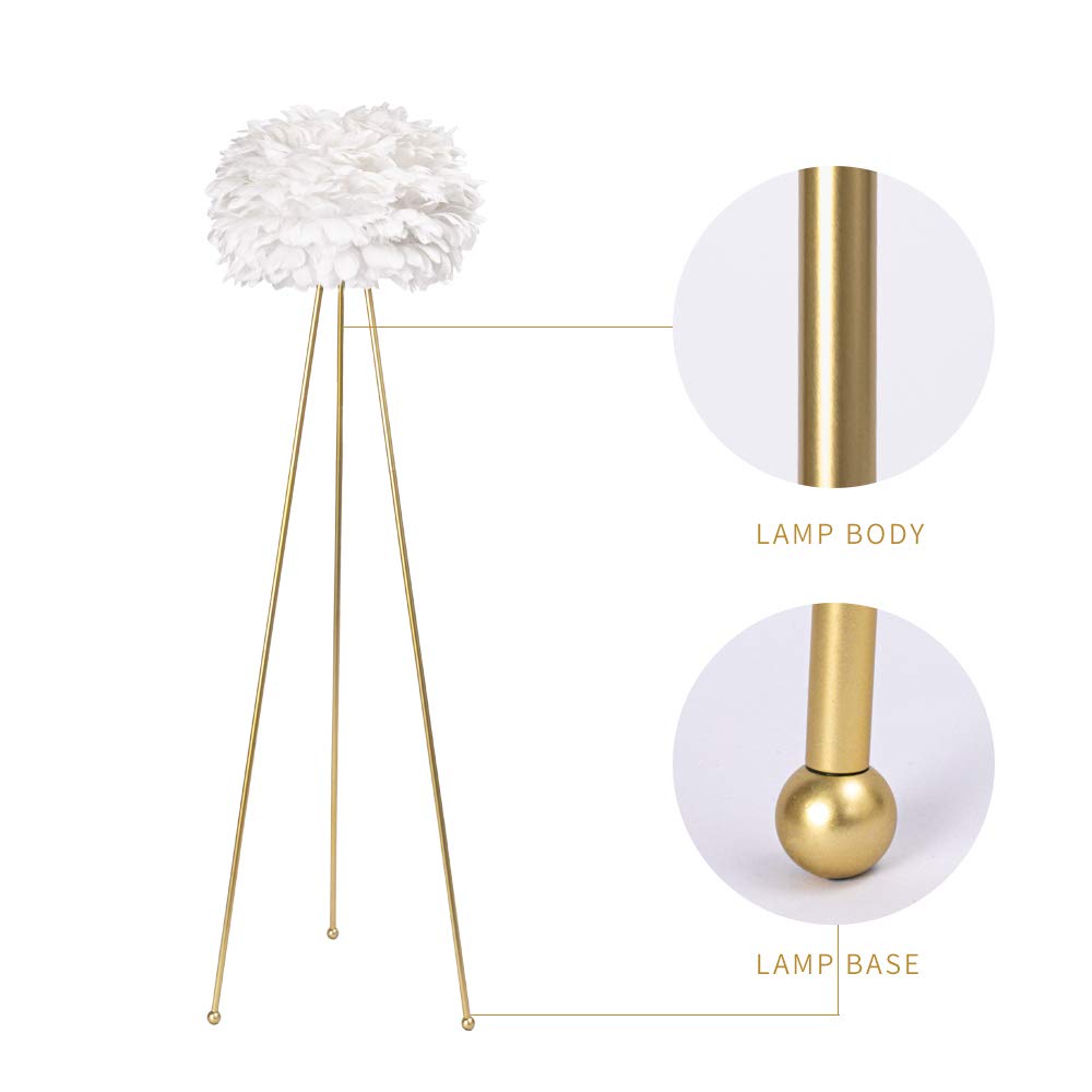 Maxax White Feather Floor Lamp with 3-Light Pink Feather Chandelier - Elegant Lighting for Living Room, Bedroom & Wedding Decor