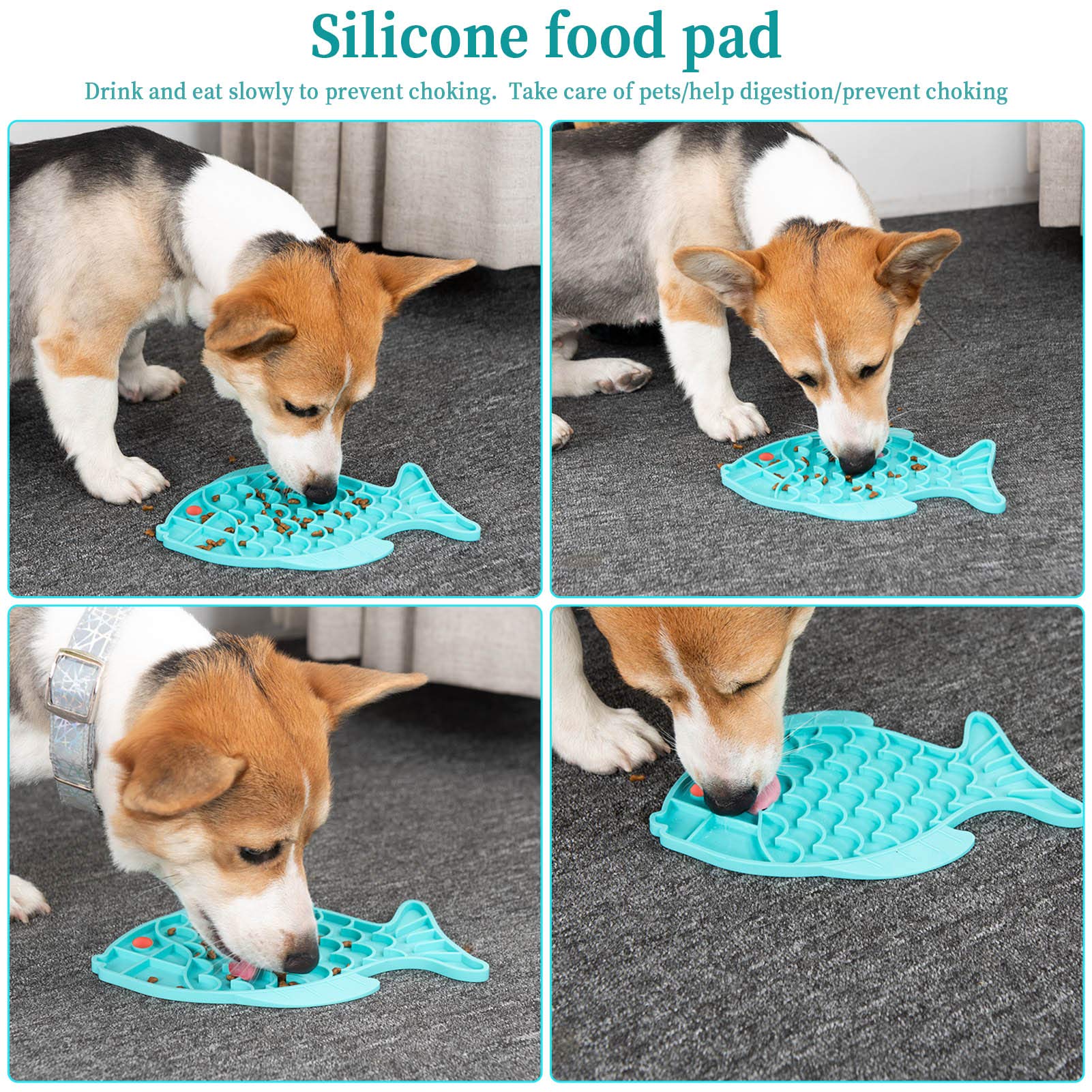 VASTAIR 2-Pack Silicone Lick Mats for Dogs & Cats - Slow Feeder Puzzle Mat for Peanut Butter, Yogurt - Reduces Anxiety & Boredom - Perfect for Bath Time, Grooming & Mealtime (Fish Design)