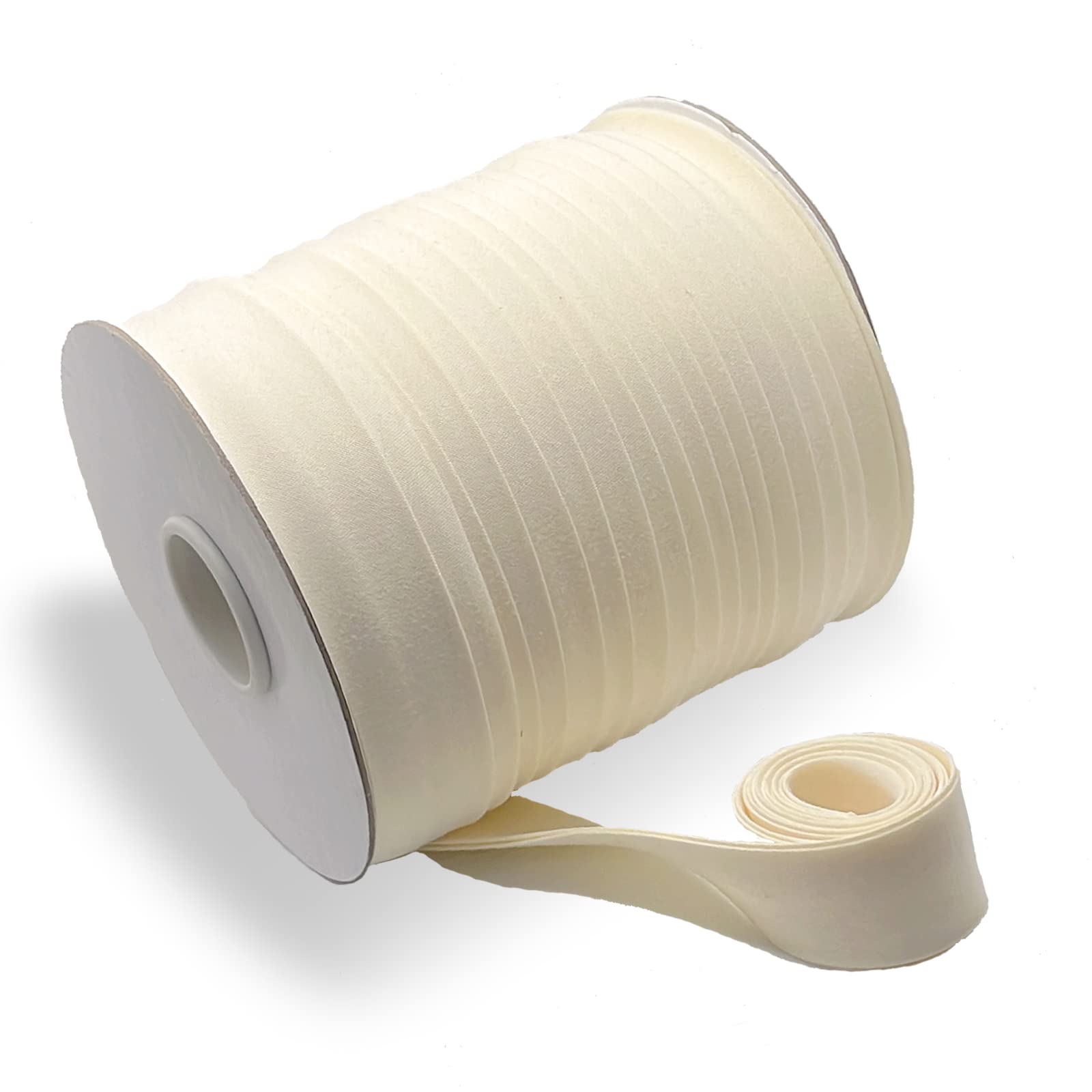1 Inch Double Fold Bias Tape - 55 Yards Continuous Polyester Sewing Bias Binding for Quilting, Hemming & Apparel Crafts (Non-Stretch, Cream, 25mm) | Perfect for DIY Dressmaking, Scrapbooking & Home Decor Projects