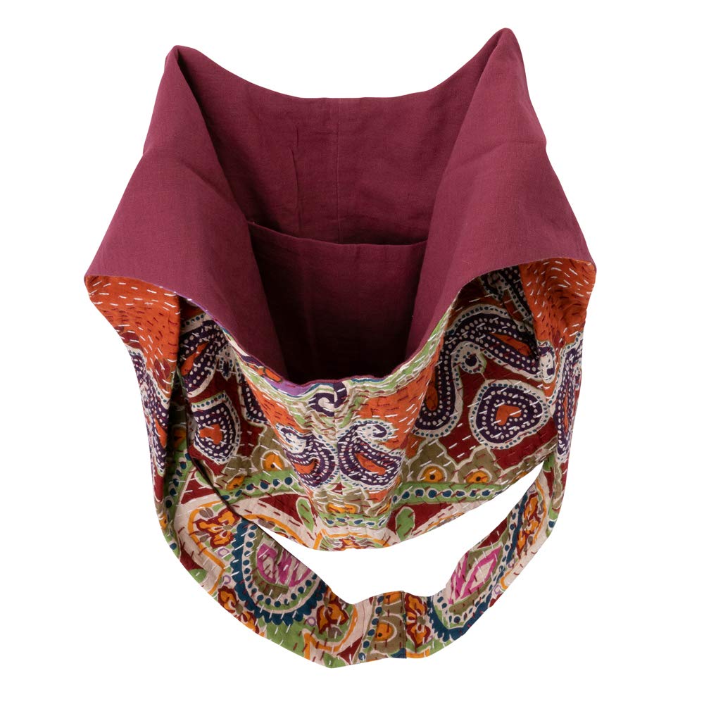 Handmade Kantha Fabric Sling Bag for Women - Unique Boho Crossbody Purse, Stylish Shoulder Bag for Shopping, Travel & Everyday Use