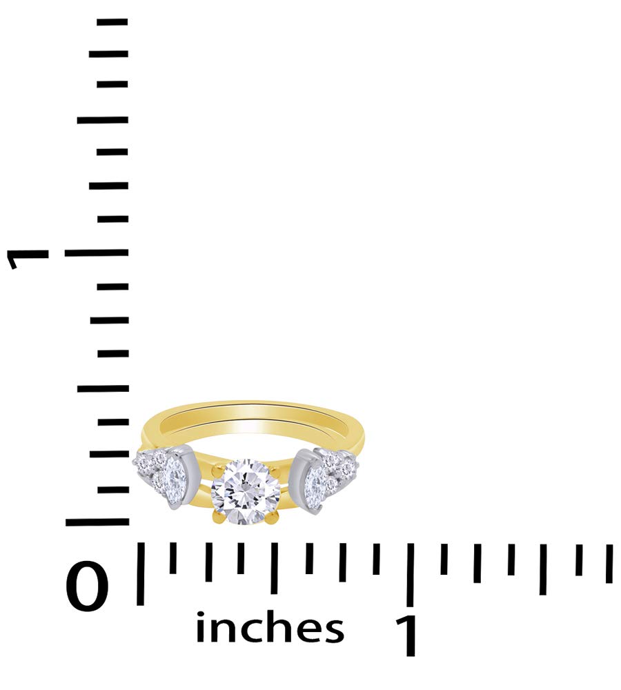 10k Gold Marquise & Round White Cubic Zirconia Wrap Enhancer Guard Ring - Elegant Stackable Jewelry for Weddings, Anniversaries & Special Occasions