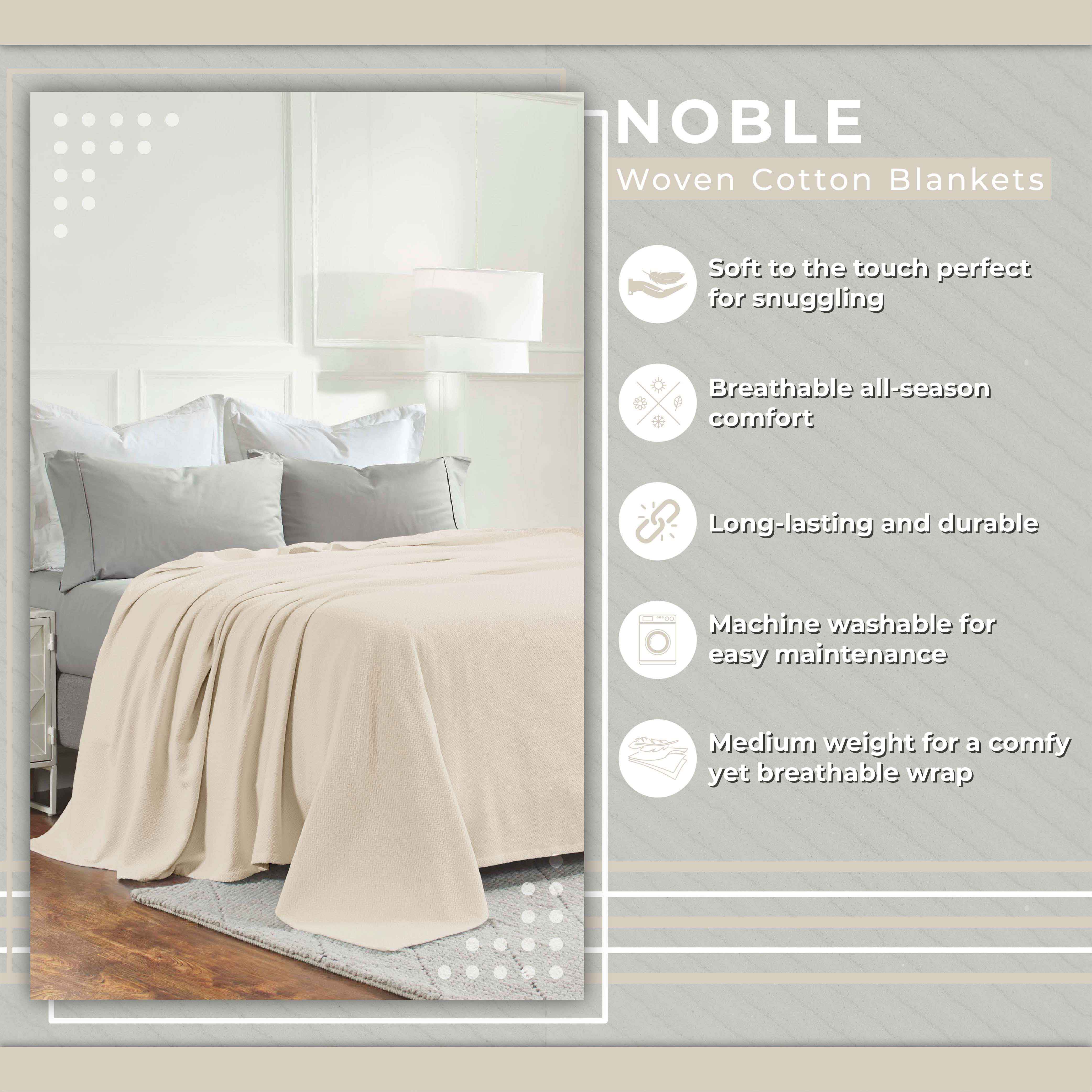 Premium Nobel Cotton Textured Chevron Lightweight Woven Blanket - Soft & Breathable Throw for Sofa, Bed, and Outdoor Picnics - Cozy Home Decor & Travel Companion