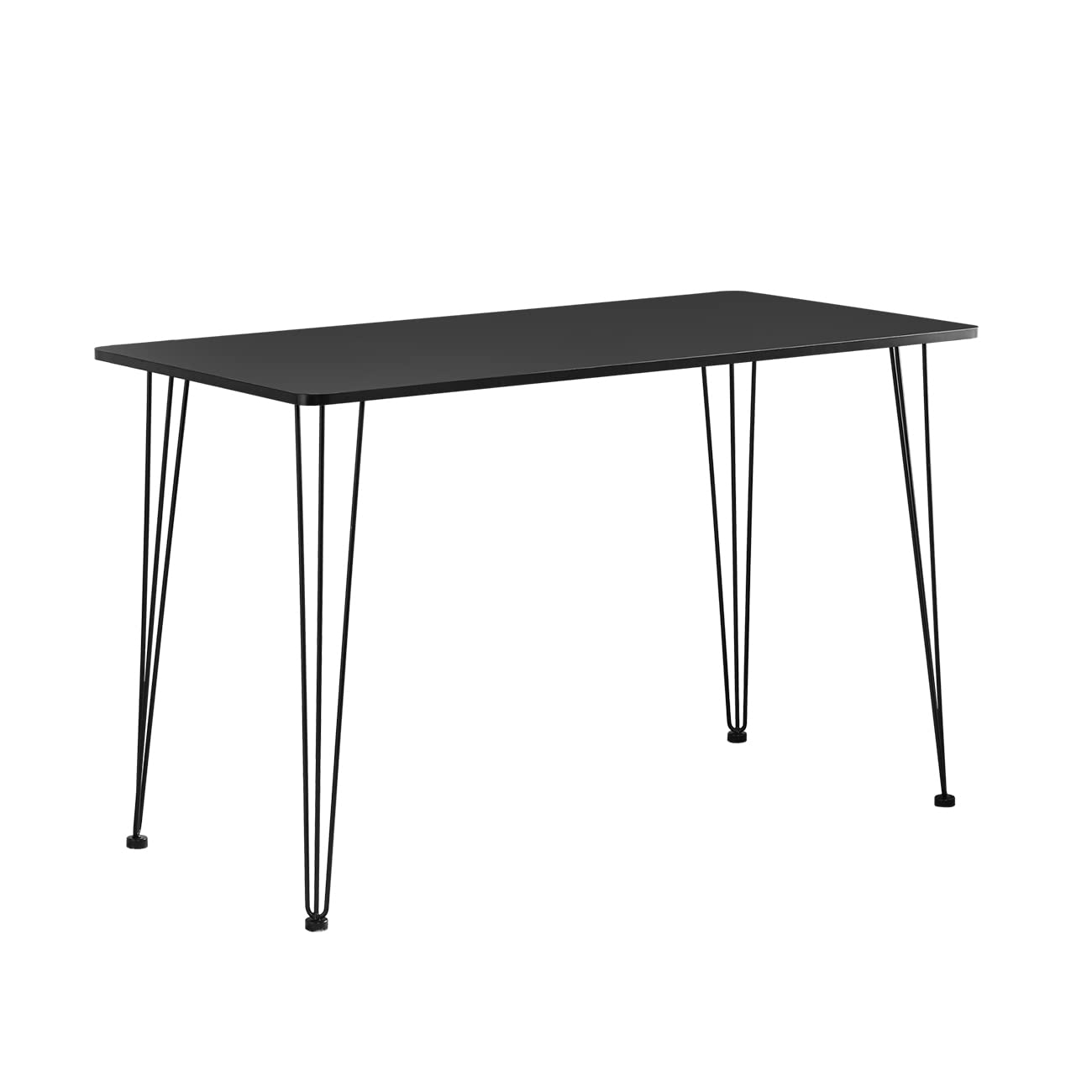 Modern Minimalist Black Rectangle Kitchen Dining Table for 4 - Space-Saving Design for Small Kitchens, Apartments & RVs - Perfect for Family Meals & Entertaining Guests