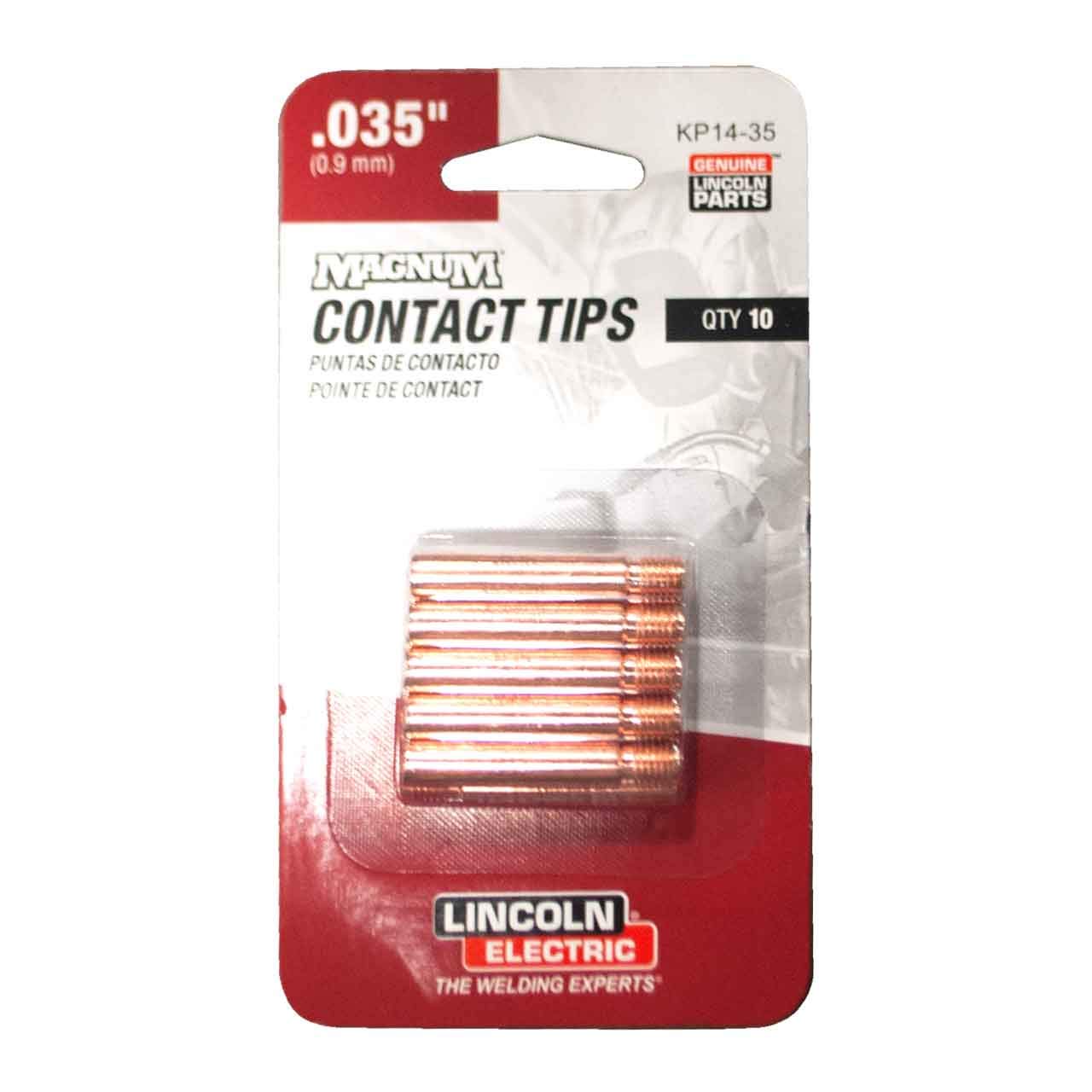 Lincoln Electric 035 Contact Tip - 10 Pack for MIG Welding - Durable Nozzle Tips for Home & Professional Welding Projects