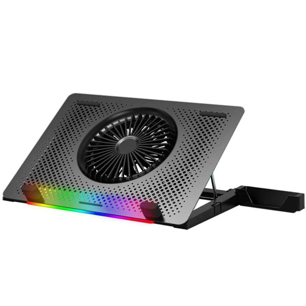 Qin 17.3 Inch Laptop Cooling Pad with RGB Backlight & USB-Powered Fans - Gaming Notebook Cooler for Desk Use | Perfect for Long Gaming Sessions, Office Work & Overheating Prevention