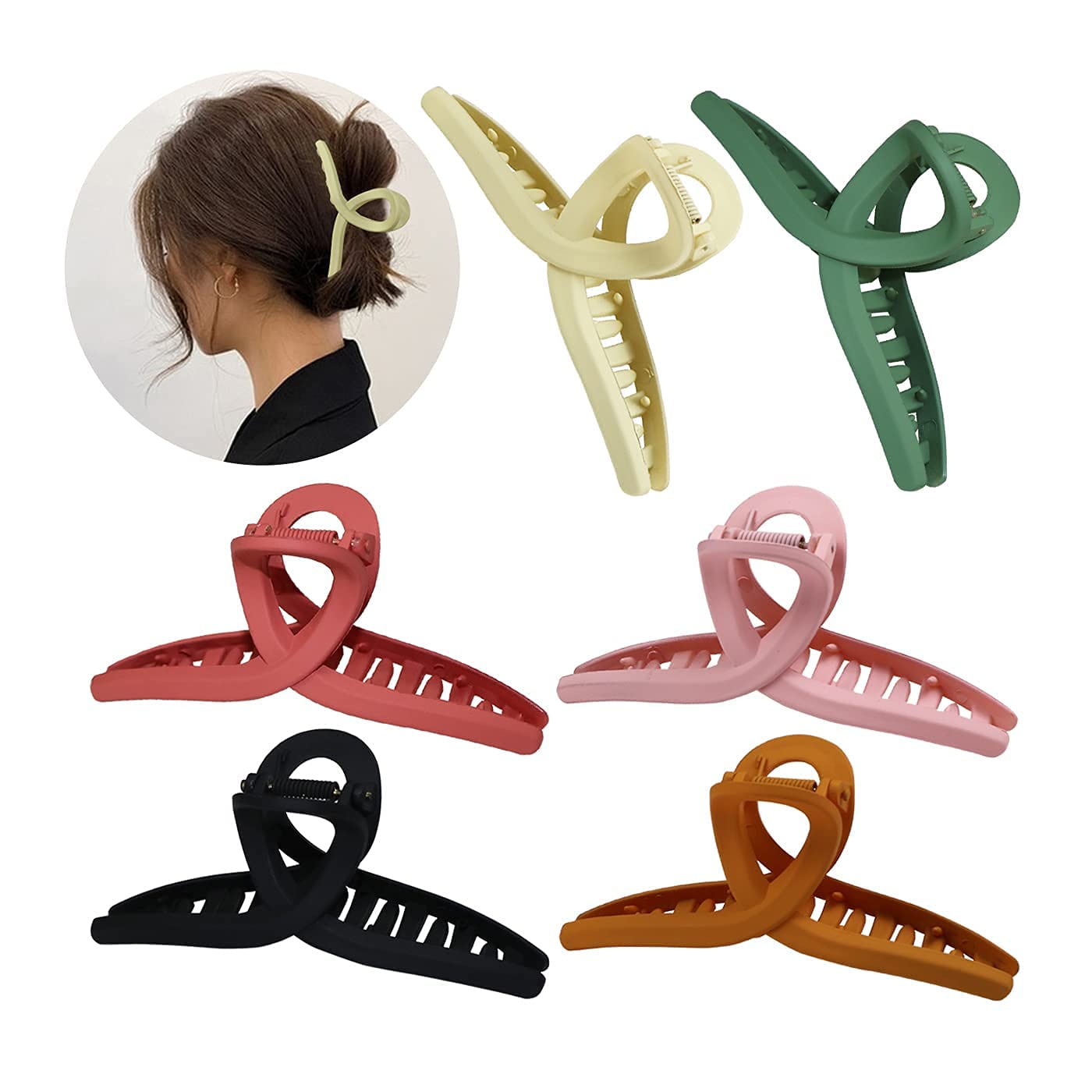 SIA VENDORS 4-Piece Matte Jaw Hair Clips for Women & Girls - Non-Slip Banana Claw Hair Clutchers, E-Shape Hair Styling Accessories - Perfect for School, Work, and Everyday Hairstyles