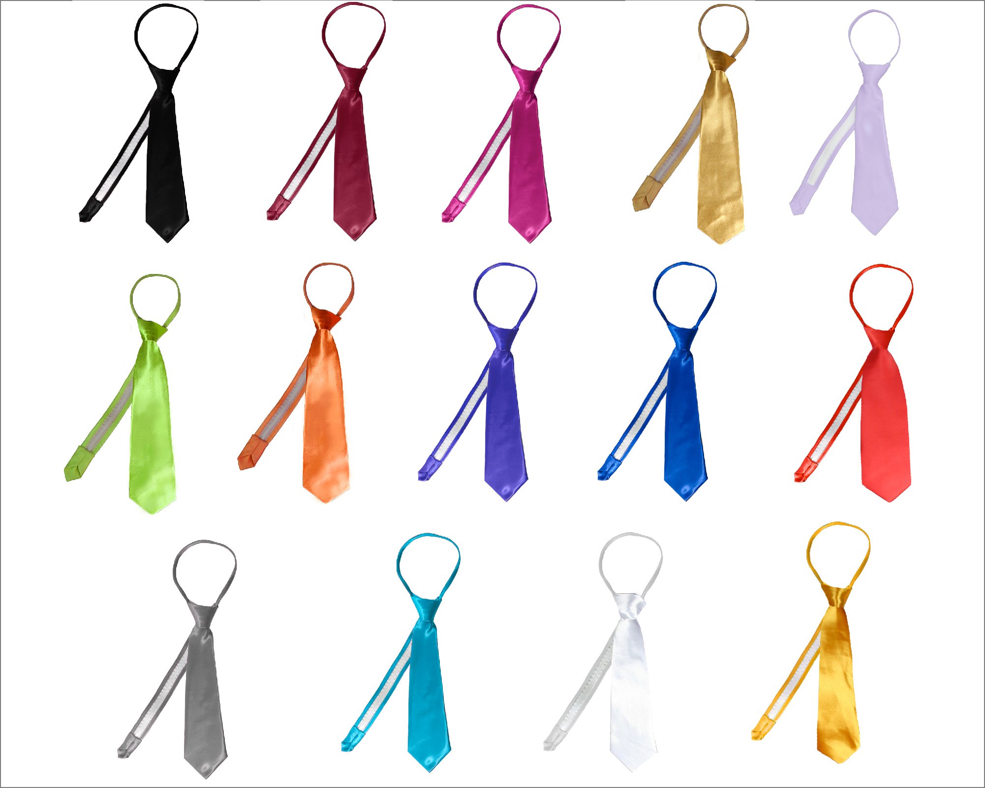 Stylish Satin Zipper Necktie for Boys - Adjustable 13.25 Inch Neckband (White) - Perfect for School, Parties & Formal Events