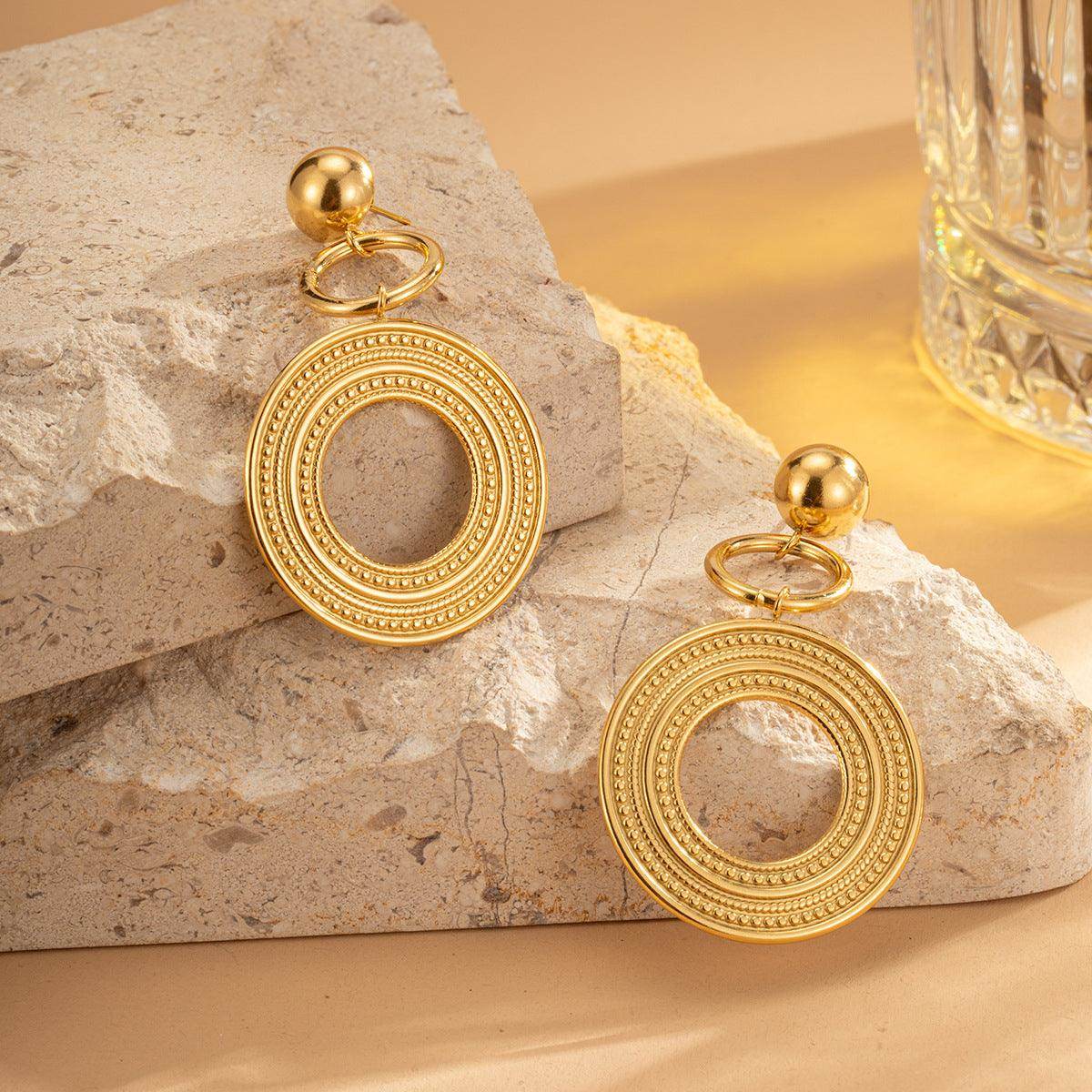 Stylish Exaggerated Big Earrings - Titanium Steel Gold Plated Fashion Jewelry for Women | Trendy Statement Earrings for Parties, Weddings & Special Occasions