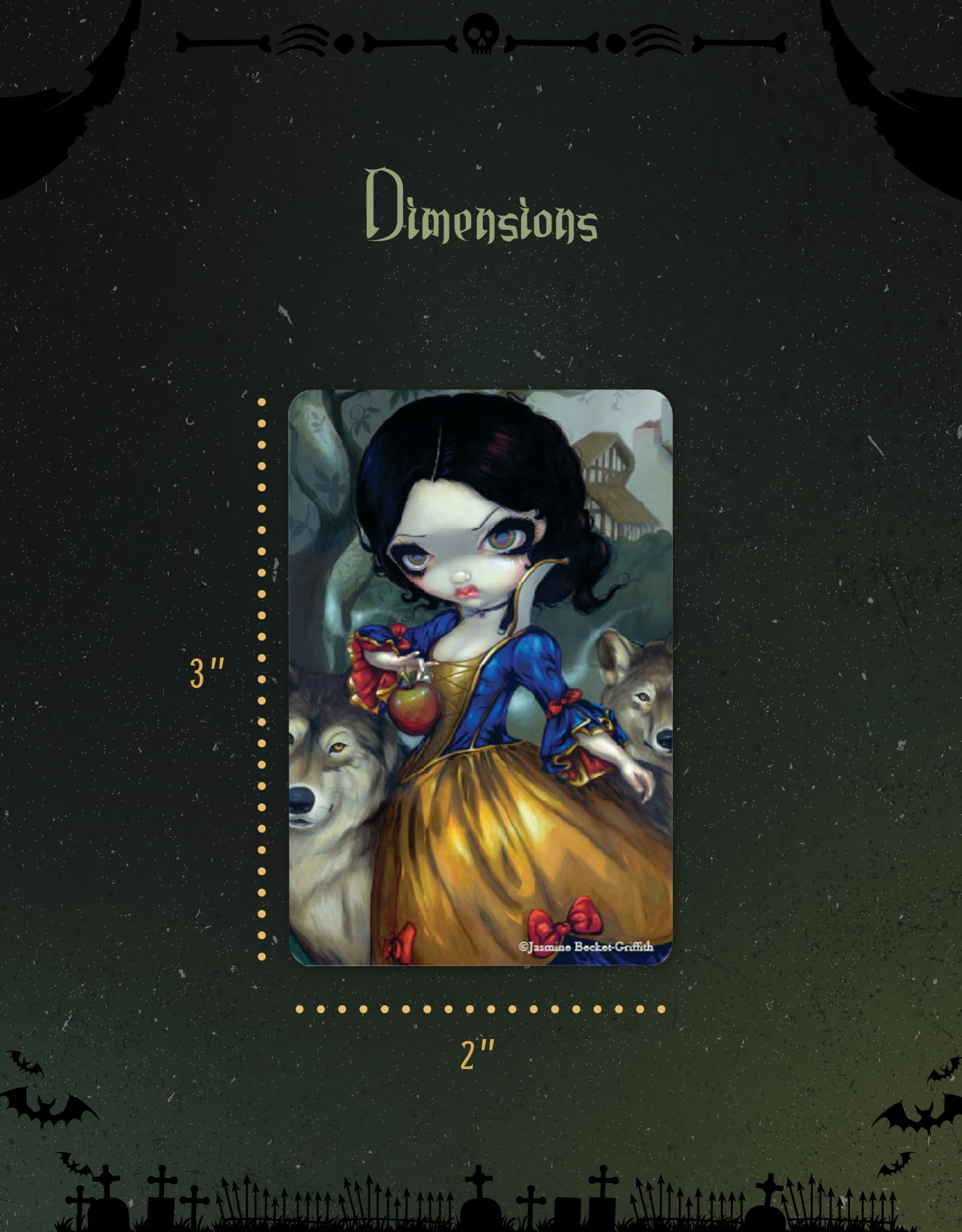 Arcane Vault - Jasmine Becket-Griffith Gothic Fairy Tale Loup Garou: Blanche Neige Wooden Laser-Cut UV-Coated Decorative Magnet (1235-LM) - Perfect for Fridge, Office, Locker & Gothic Home Decor