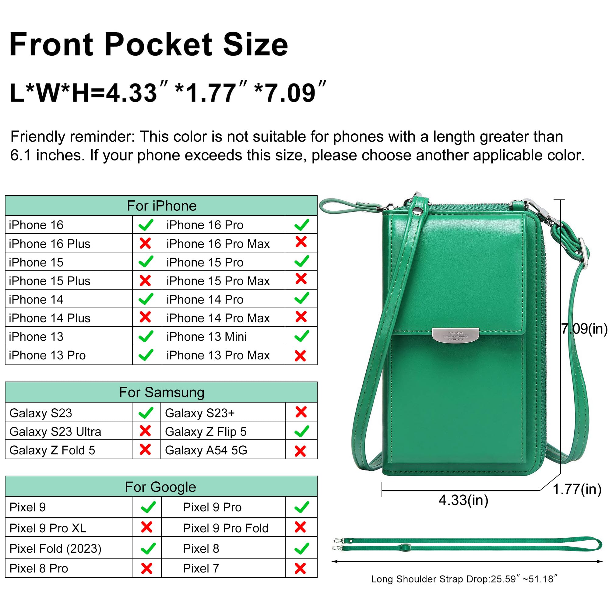 KUKOO Small Crossbody Bag for Women - Compact Phone Purse with Credit Card Slots & RFID Protection | Perfect for Travel, Shopping, and Everyday Use
