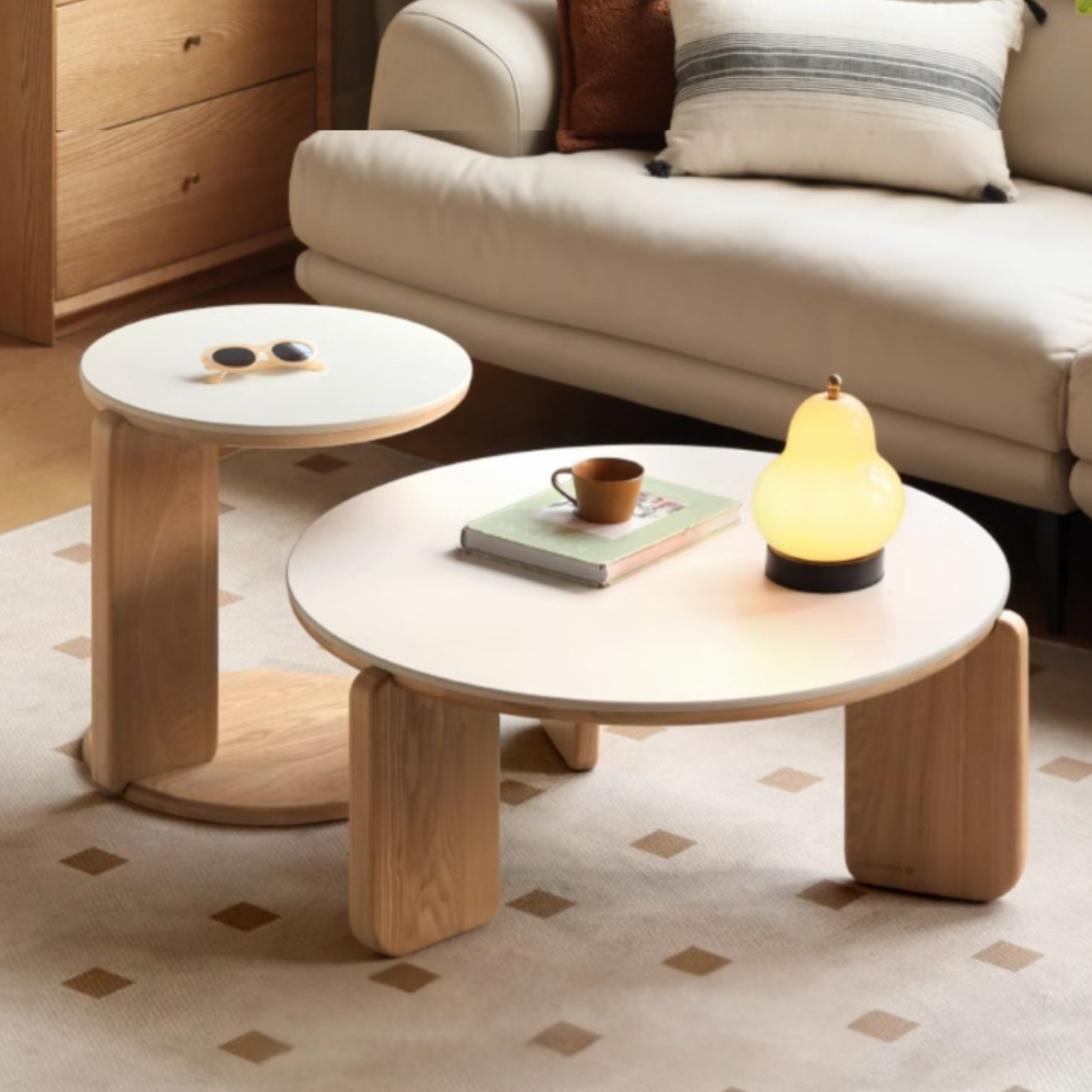 Solid Wood Coffee Table - Oak, Ash, Poplar with Slate Top | Rustic Modern Living Room Furniture for Home Decor & Entertainment Areas