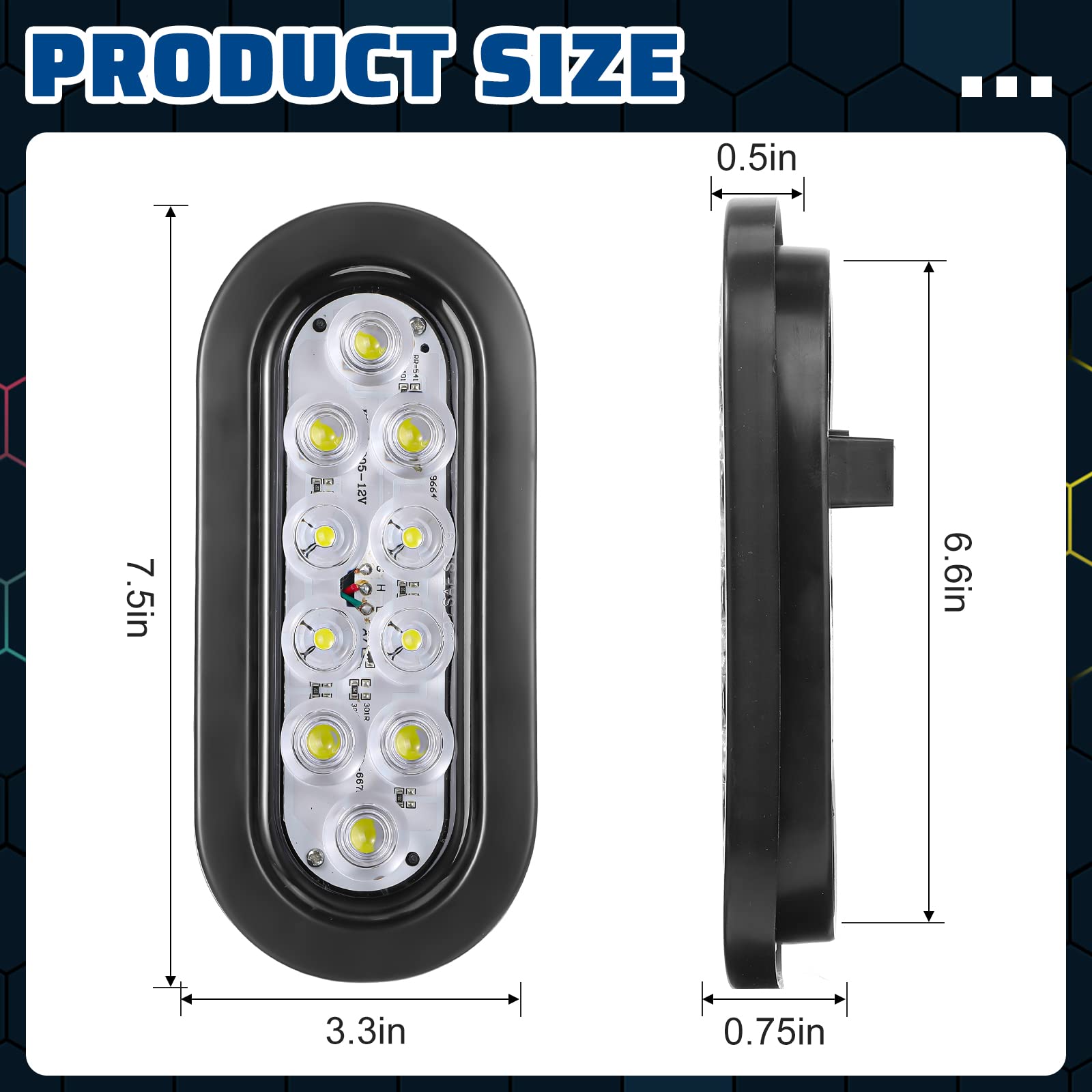 Yexiya 12 Pack Oval LED Trailer Light Kit - 10 LED Stop Reverse Turn Tail Lights with Wires & Grommet - IP67 Waterproof for Boats RVs Trucks Trailers (White) - Perfect for Marine, Camping & Heavy Duty Vehicle Lighting