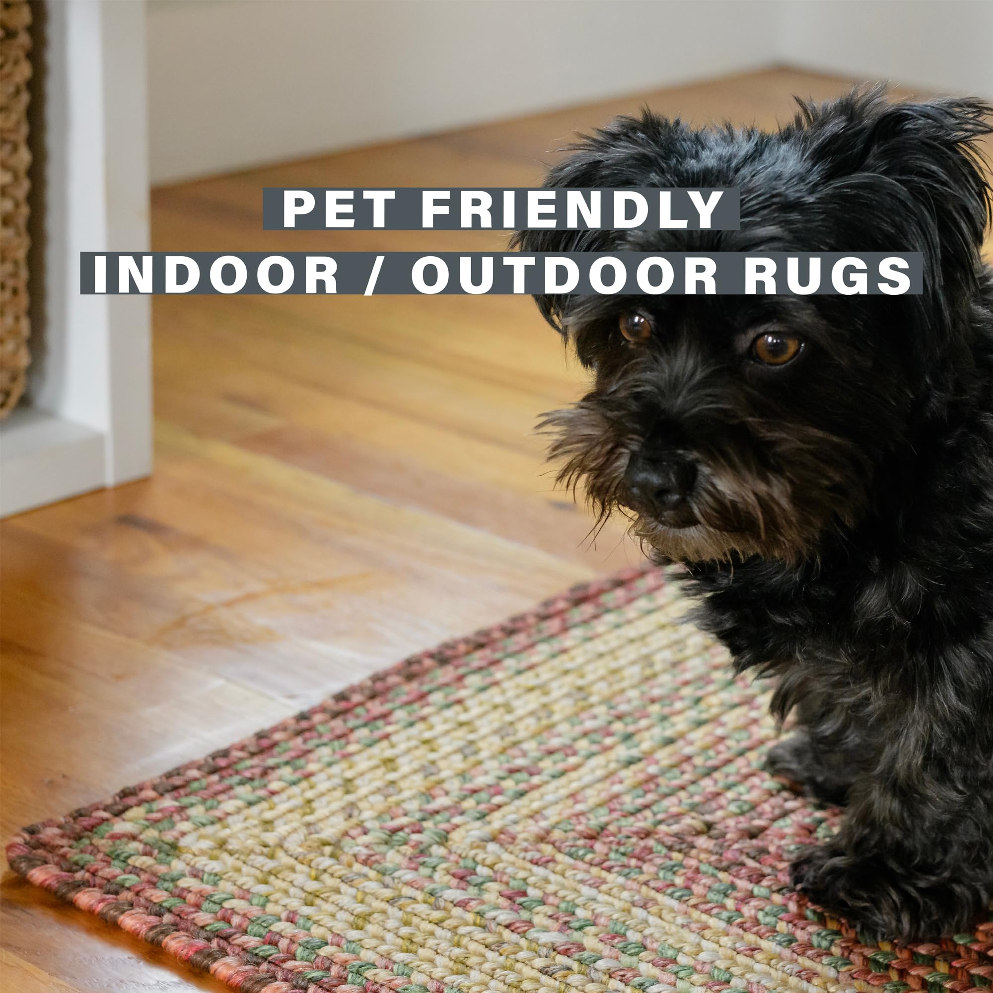 Barcelona Braided Rug & Red Country Kitchen Mat 27x45 - Washable, Pet-Friendly Non-Slip Rug for Living Room, Bedroom, Dining Area - Perfect for High Traffic Areas & Pet Owners
