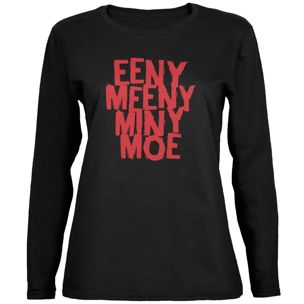 Old Glory Eeny Meeny Miny Moe Women's Long Sleeve T-Shirt - Black, Medium - Casual Vintage Graphic Tee for Everyday Wear & Retro Outfits