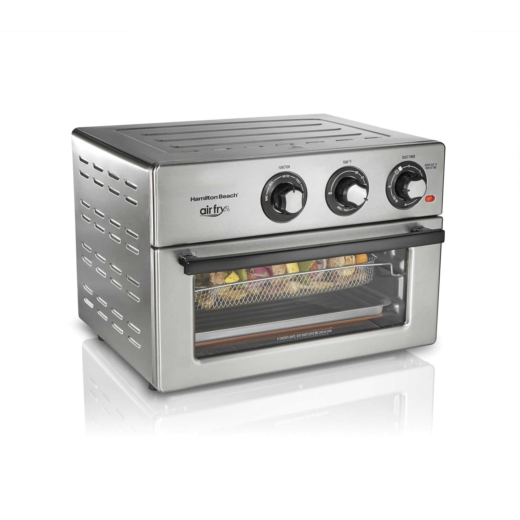 Hamilton Beach 6-in-1 Toaster Oven Air Fryer Combo with Bake, Broil & Toast Functions | 1800W Countertop Oven for Pizza, Chicken, Cookies | Stainless Steel Kitchen Appliance for Small Spaces & Dorm Rooms