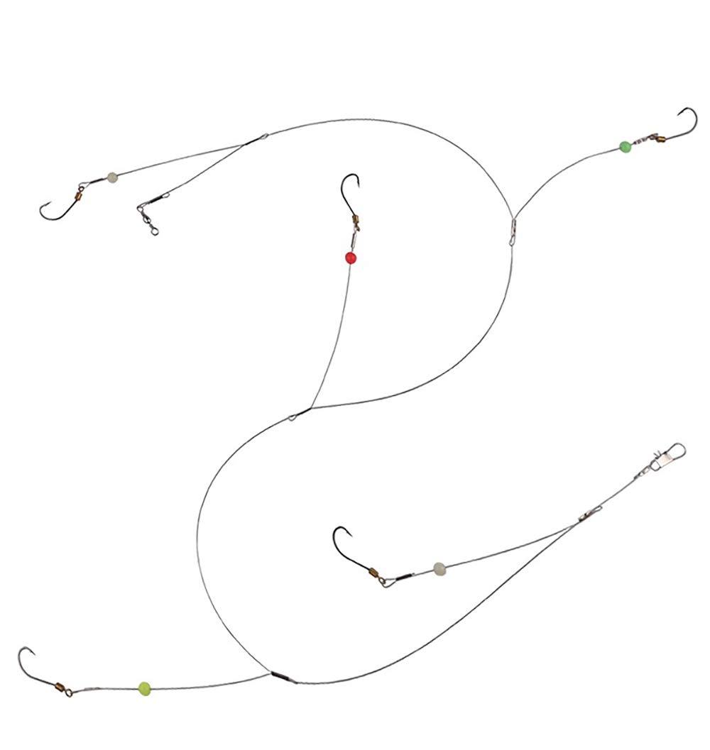 Stainless Steel Fishing Hook Line with Rolling Swivel & Barb Hooks - Durable Fishing Rigs Wire Leader for Saltwater & Freshwater Fishing