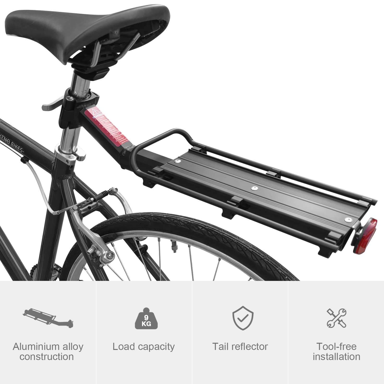 Best Aluminum Alloy Quick Release Rear Bike Cargo Rack with Reflector - Durable Cycling Luggage Carrier for Commuting, Touring & Shopping