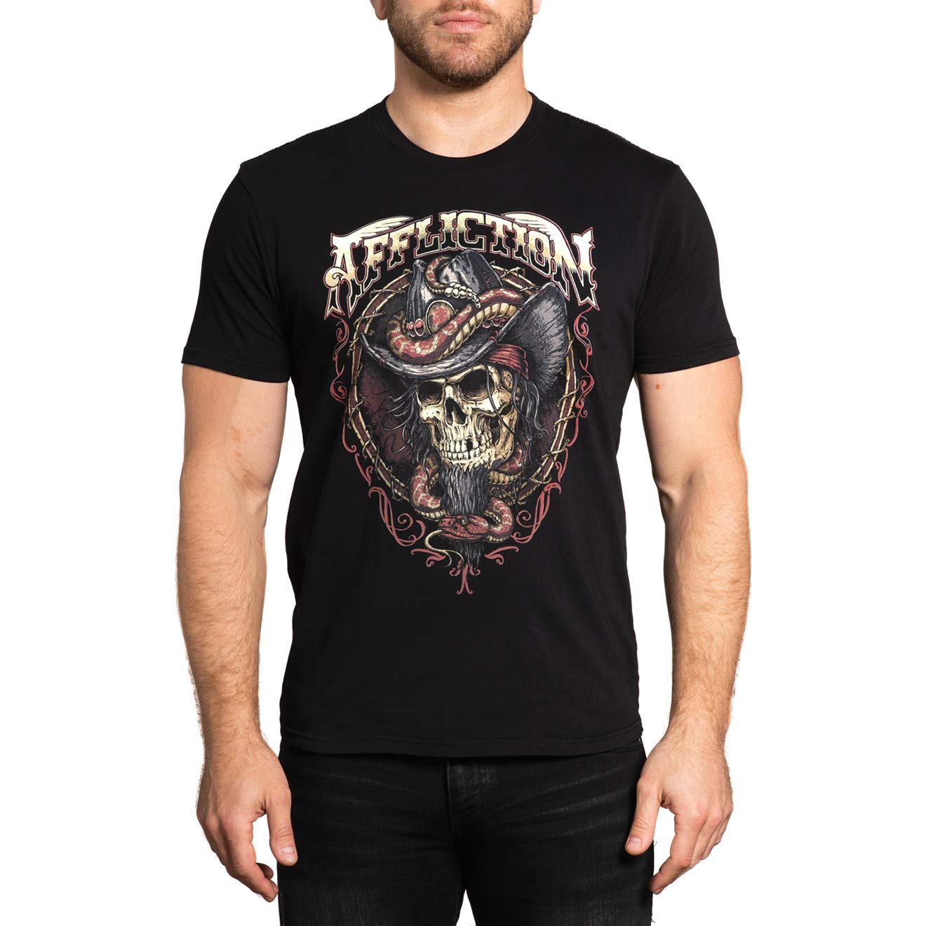 Affliction Men's Skull Graphic T-Shirts - Gothic Punk Style Cotton Tees for Casual Wear, Street Fashion & Rock Concerts