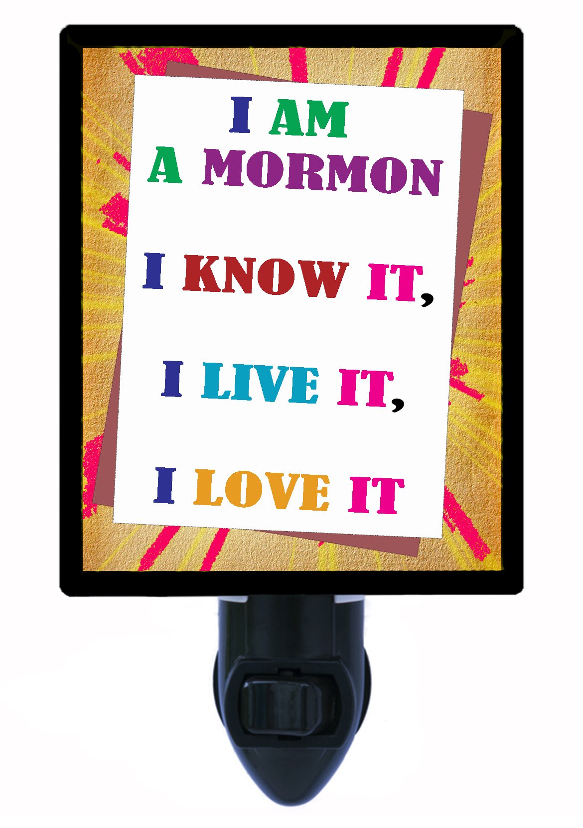 LDS Mormon Faith Night Light - Religious LED Night Lamp for Bedroom, Nursery & Prayer Room - I Am a Mormon Inspirational Decor