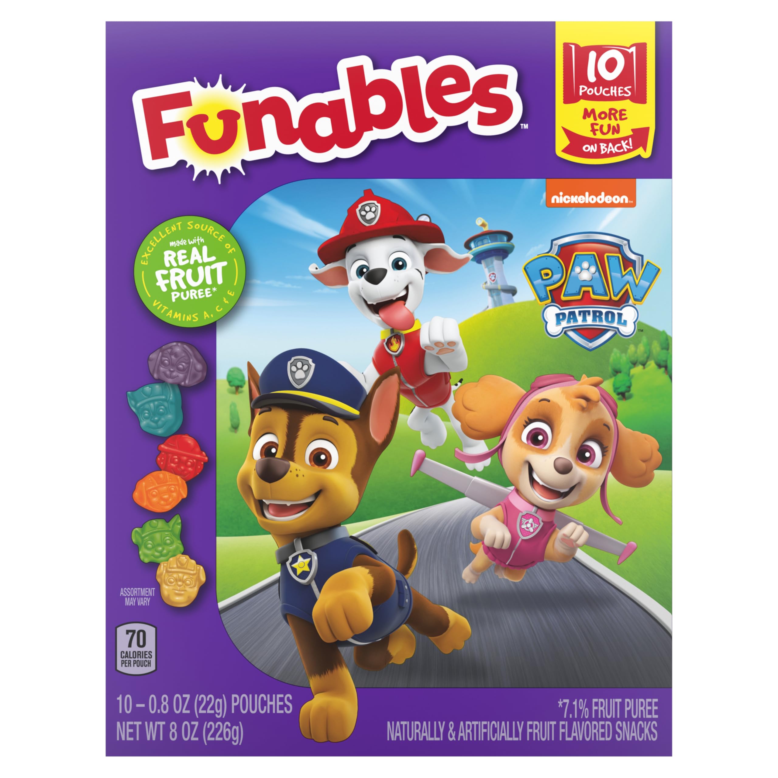 Funables PAW Patrol Fruity Snacks - Assorted Fruit Flavored Snacks, 0.8 oz (10 Count) - Perfect for Kids Lunch Boxes, School Snacks & On-the-Go Treats