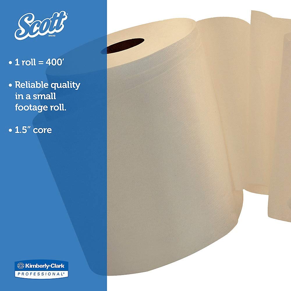 Scott Essential Hard Roll Paper Towels (02021), Natural, 400' per Roll, 12 Rolls per Case (4,800' Total) – Bulk Commercial & Household Cleaning Supplies for Kitchens, Bathrooms & Offices