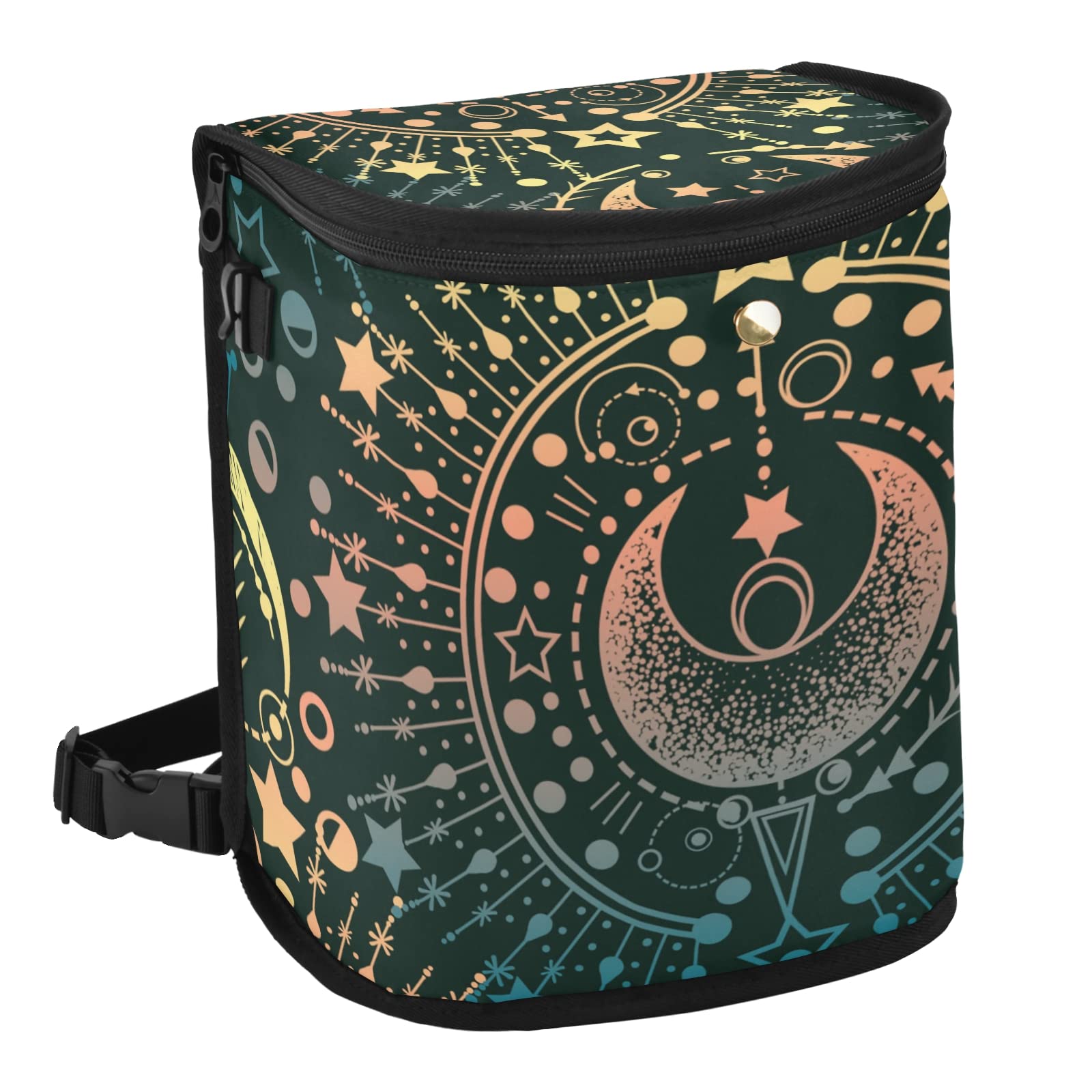 Black Spill-Proof Hanging Car Trash Can - Large Auto Garbage Storage Bag with Leakproof Lid | Perfect for Road Trips, Commuting & Car Organization (Occult & Spiritual Design)