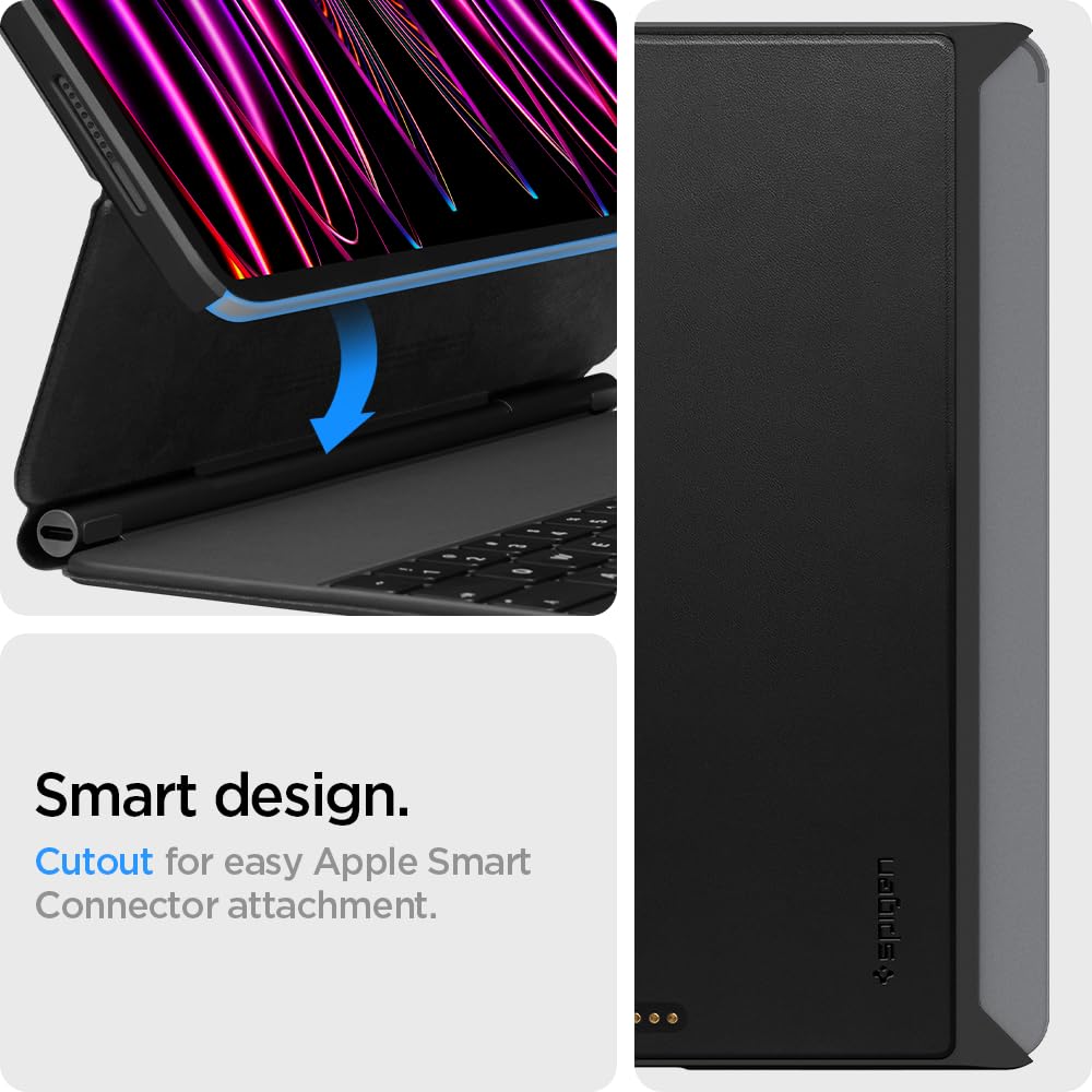 Spigen Thin Fit Pro iPad Pro 12.9 Case (2021/2022 M2 6th & 5th Gen) - Slim Protective Cover with Pencil Holder, Magic Keyboard Compatible (Black) | Perfect for Work, Travel & Daily Use