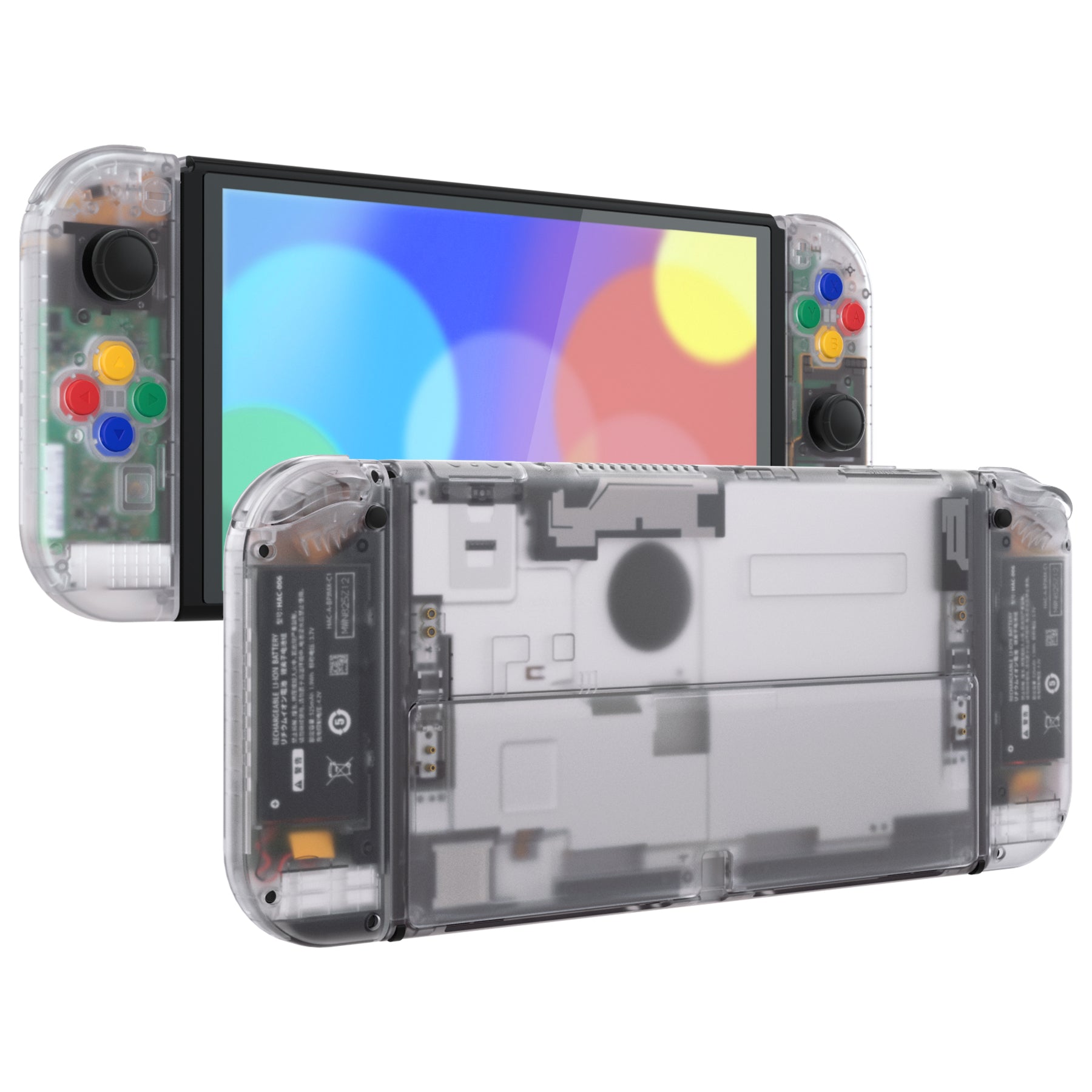 eXtremeRate Clear Custom Replacement Full Set Shell with Buttons for Nintendo Switch OLED - Upgrade Your Gaming Console for Enhanced Protection and Style
