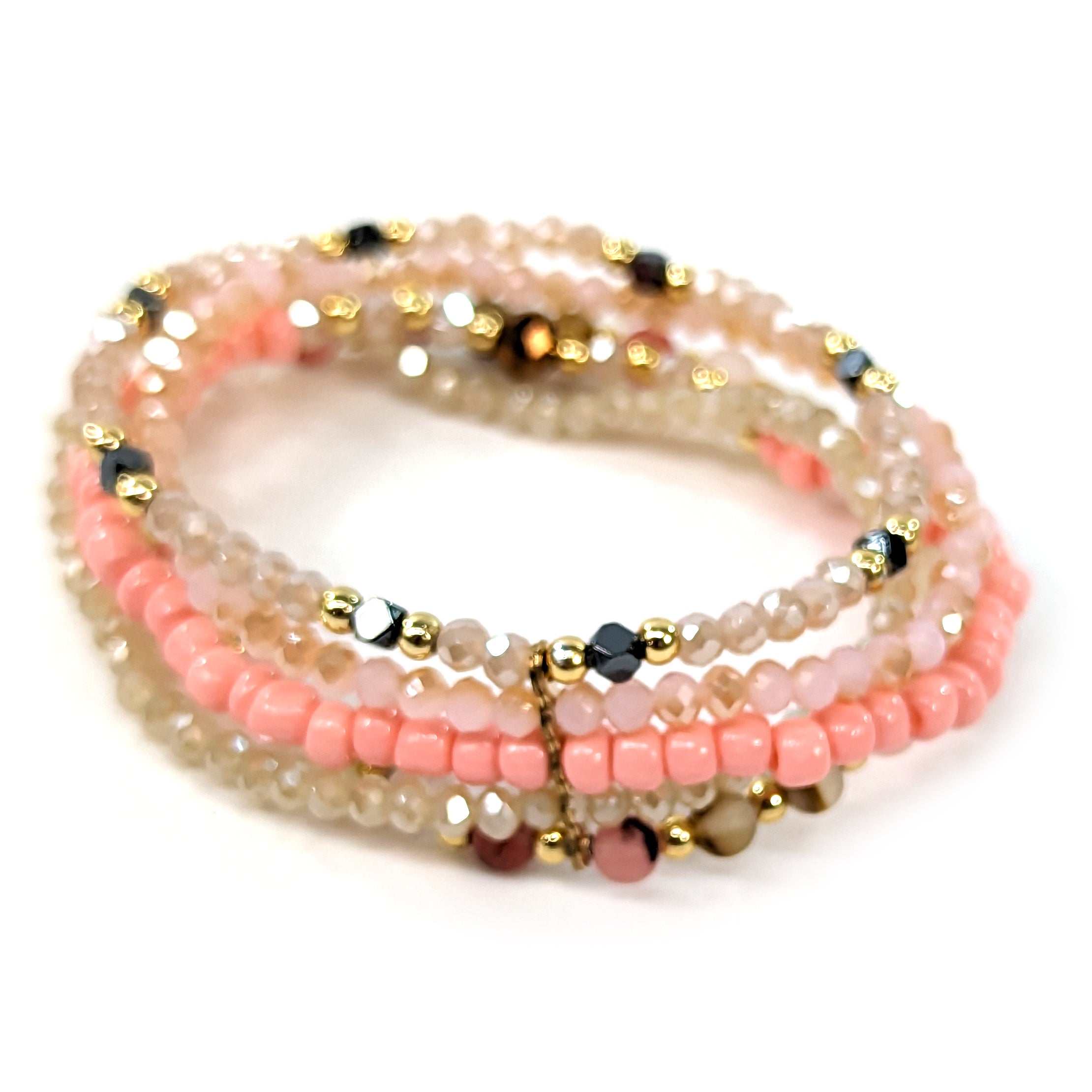 Elegant Multi Strand Beaded Bracelet for Women - Pink Crystal & Pearl Jewelry - Perfect for Parties, Weddings & Everyday Wear