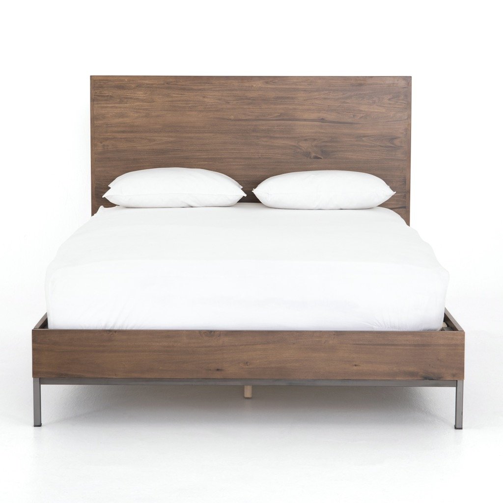 Stylish Trey Bed in Auburn Poplar Finish - Perfect for Modern Bedrooms & Guest Rooms