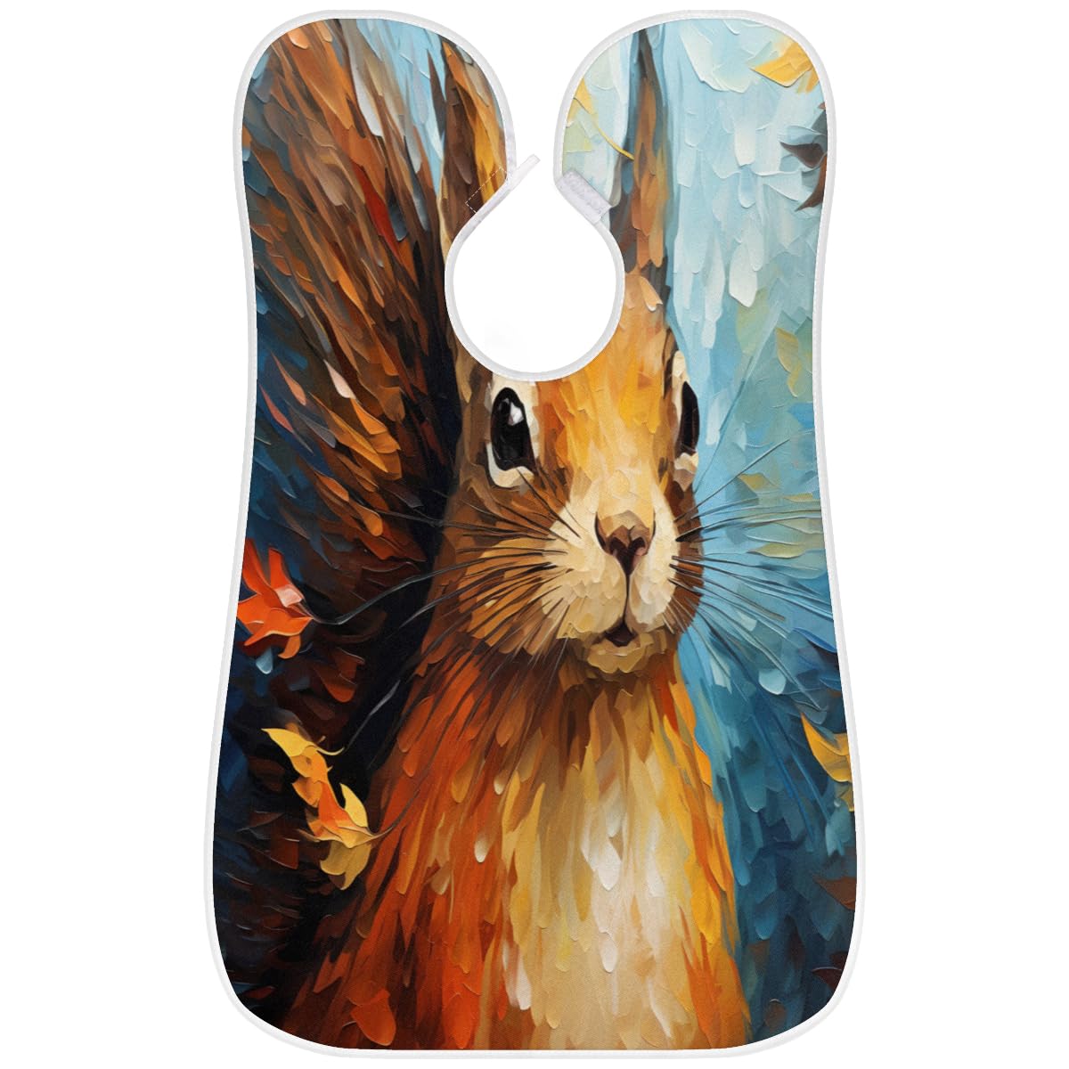 Men's Oil Painting Squirrel Beard Shaving Bib - Waterproof Makeup & Hair Dye Apron for Barbers & Artists - Sink Hair Catcher & Beard Trimming Tool - Perfect for Salon, Home Grooming & DIY Hair Coloring