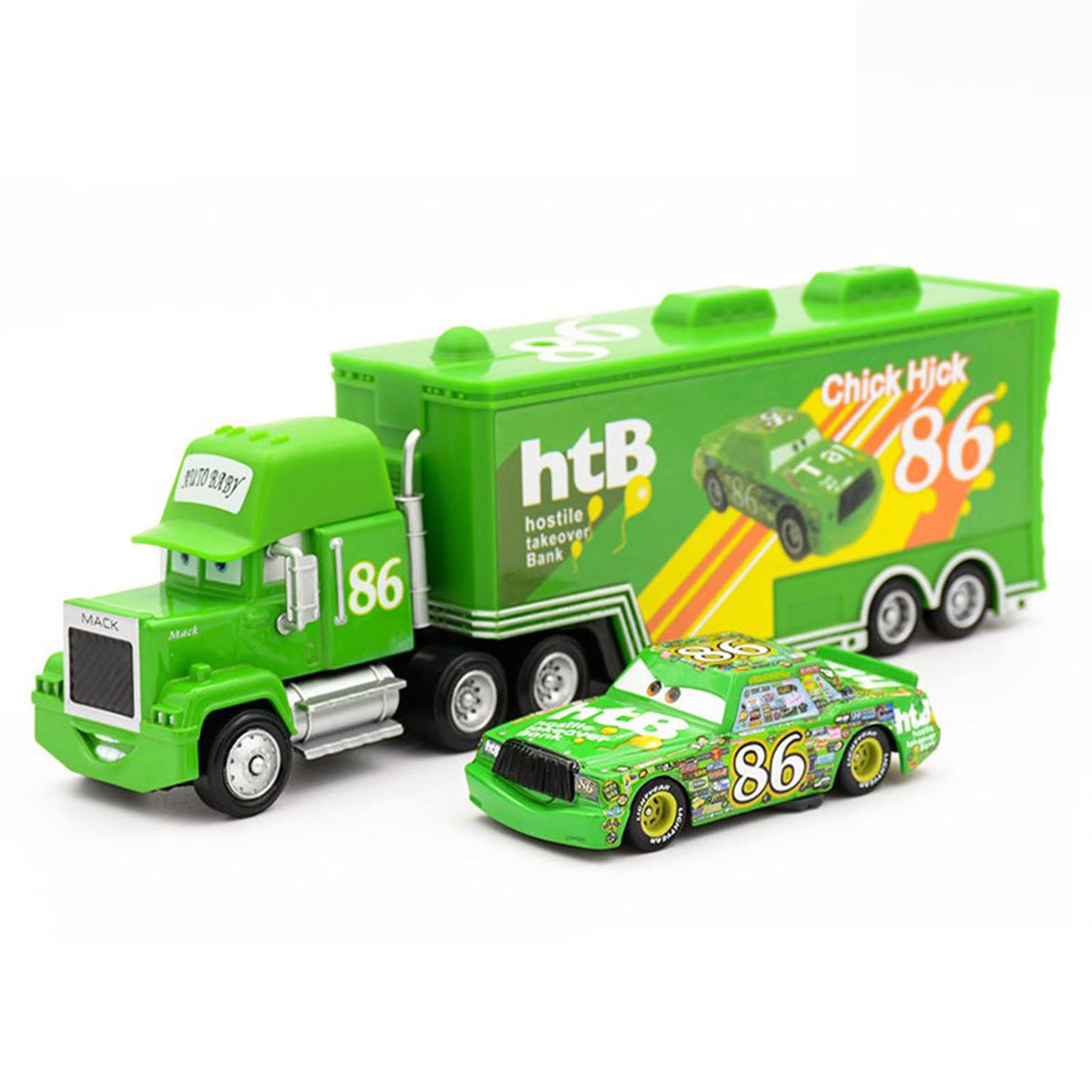 Chick Hicks & Mack Truck Diecast Toy Cars Set - The King & Uncle Vehicles for Kids Collection | Perfect for Disney Pixar Cars Fans, Playtime & Display