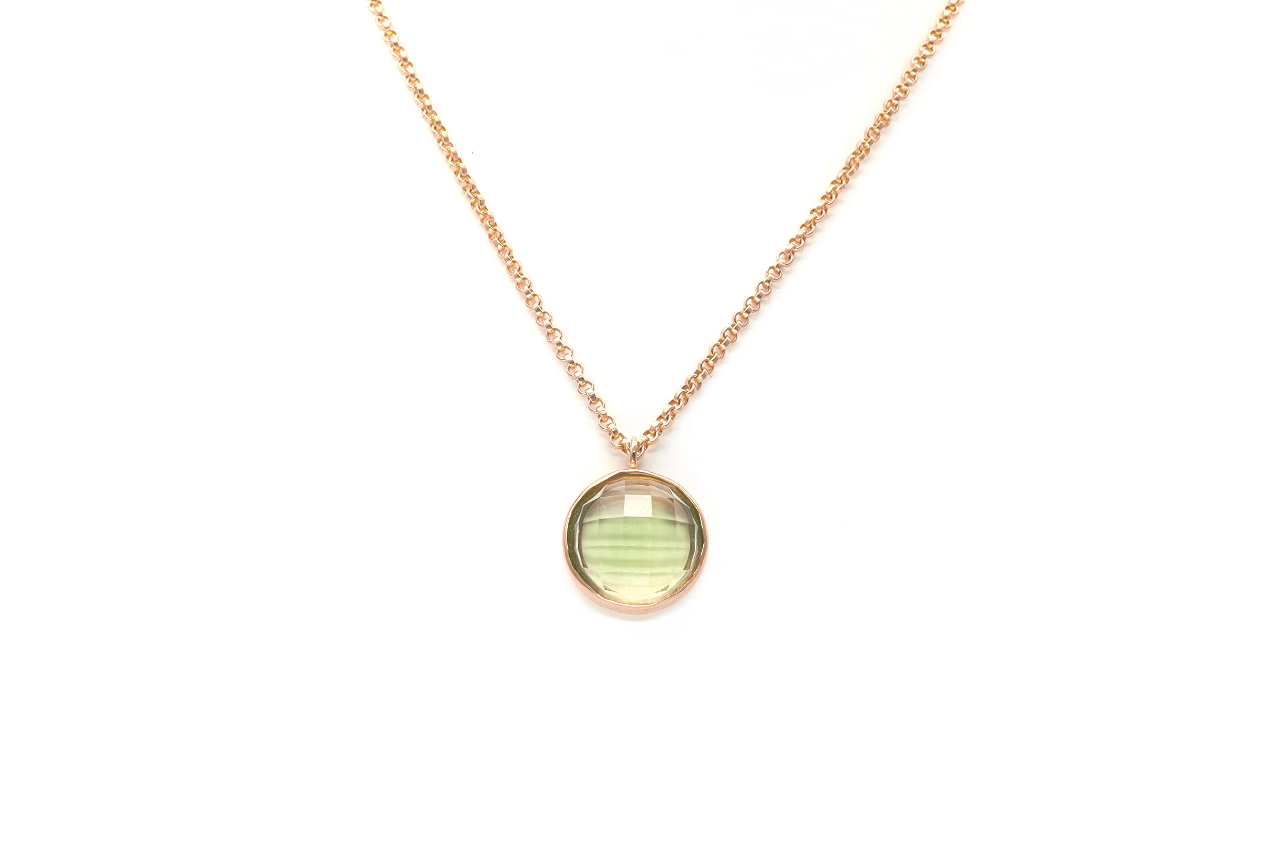 Lemon Quartz Pendant Necklace in 14K Gold - Round Cut Faceted Gemstone Jewelry for Women | Elegant Gift for Birthday, Anniversary & Special Occasions