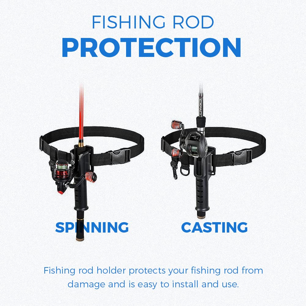 Yetaha 2 Pack Adjustable Waist Belt Fishing Rod Holder - Portable Pole Inserter Accessories for Boat, Kayak & Outdoor Fishing (Khaki) | Perfect for Shore Fishing, Kayak Angling & Hands-Free Fishing Adventures