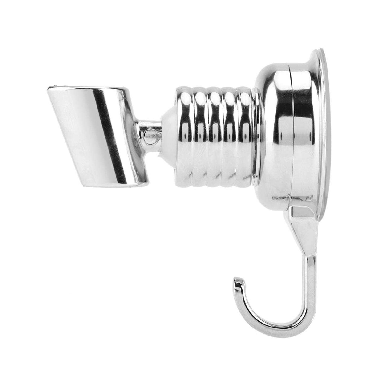Oumefar Wall Mounted Shower Holder with Suction Cup & Towel Hook - Adjustable Handheld Shower Head Holder for Bathroom, Shower Caddy - Perfect for Home, Apartment, RV Use