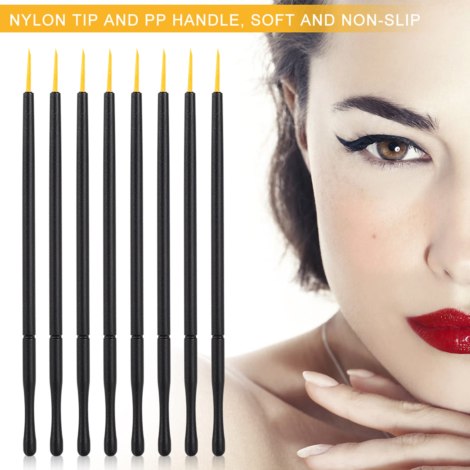 100Pcs Nylon Tip Eyeliner Brush Set - Professional Eye Makeup Brushes for Women, Perfect for Winged Liner & Smokey Eye Looks (Great for Daily Makeup, Beauty Salon & Travel Kit)