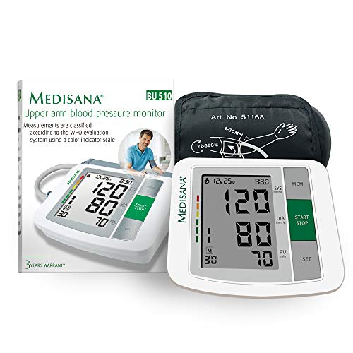 Medisana Automatic Upper Arm Blood Pressure Monitor - Digital BP Cuff Kit with Adjustable Cuff, Accurate Readings for Home Use - Includes Batteries & Carrying Case - Perfect for Daily Health Monitoring & Senior Care