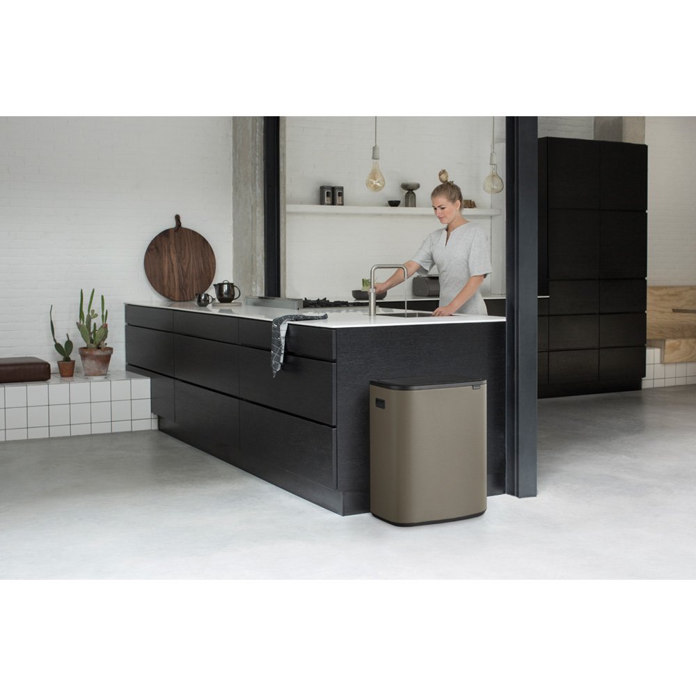 60L Bo Touch Bin - Dual 30L Compartment Trash Can for Kitchen, Bathroom & Office Waste Management
