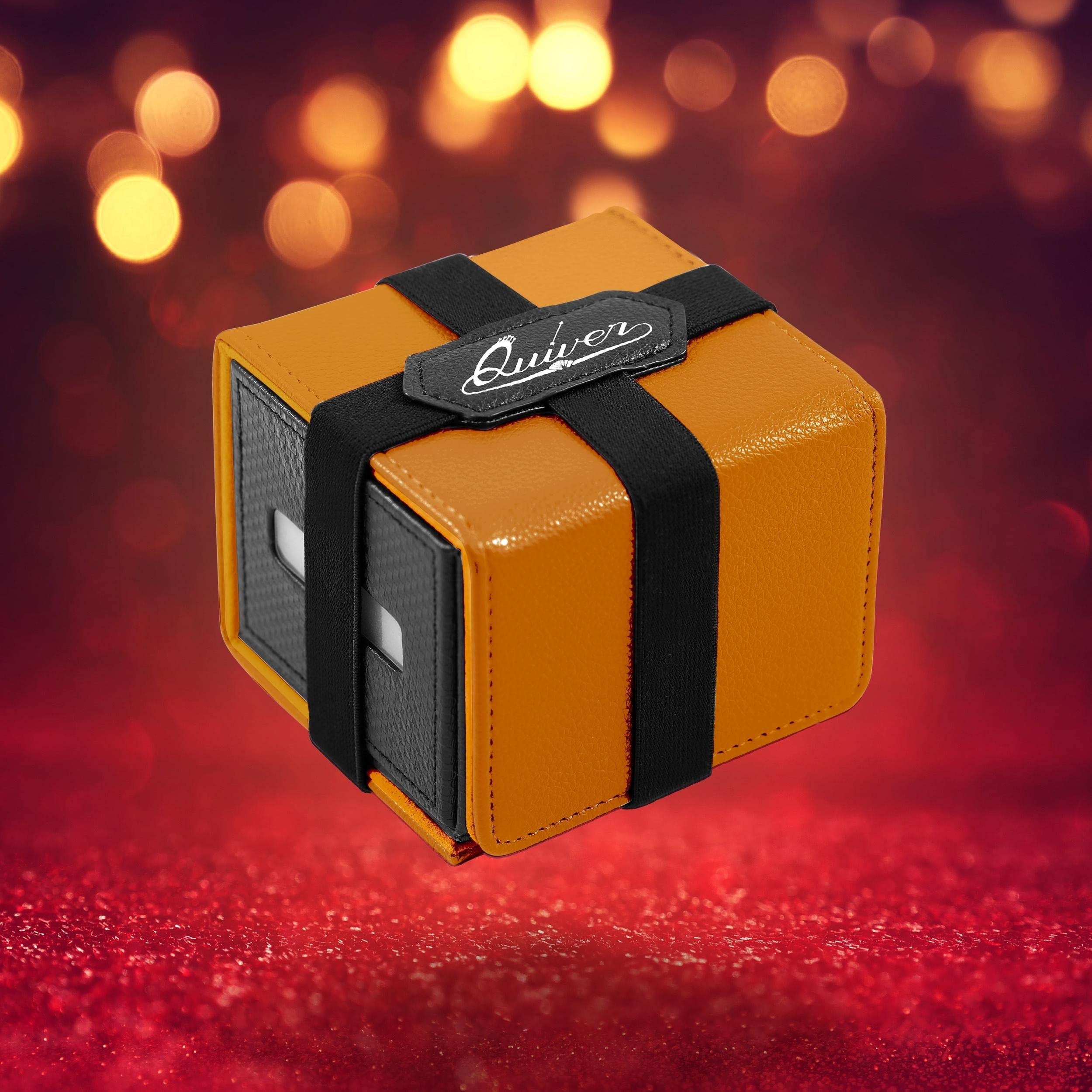 Quiver Time Orange Citadel Deck Block - 100+ Commander MTG Deck Box for Trading Cards - Premium Card Storage Box Holder for MTG, Dice and Tokens with Custom Divider | TCG Deck Box for Magic: The Gathering, Perfect for Game Nights and Card Collection Organization