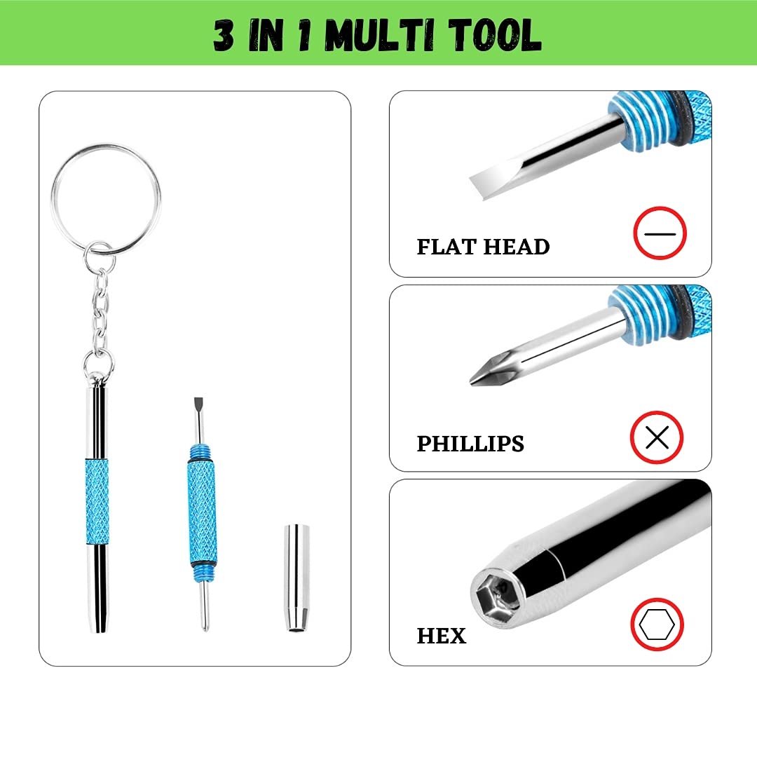 UNEAK 3-in-1 Eyeglass Screwdriver Repair Kit - Precision Mini Screwdrivers Set for Glasses, Watches & Electronics (Flat/Phillips/Hex) - Portable Keychain Tool for Eyewear, Jewelry & Gadget Repairs at Home or Travel