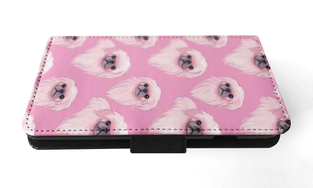 Cute Pekingese Puppy Dog Pattern Faux Leather Flip Wallet Phone Case for Apple iPhone 11 Pro - Perfect for Everyday Use, Travel & Gift Giving