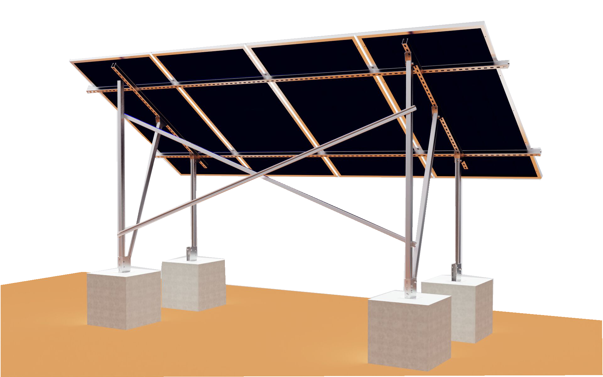 Elios Terra G4 Solar Panel Ground Mount System - Heavy Duty Racking for 4 Panels | Durable Outdoor Solar Array Installation Kit for Residential & Commercial Use | Perfect for Backyards, Farms & Off-Grid Applications