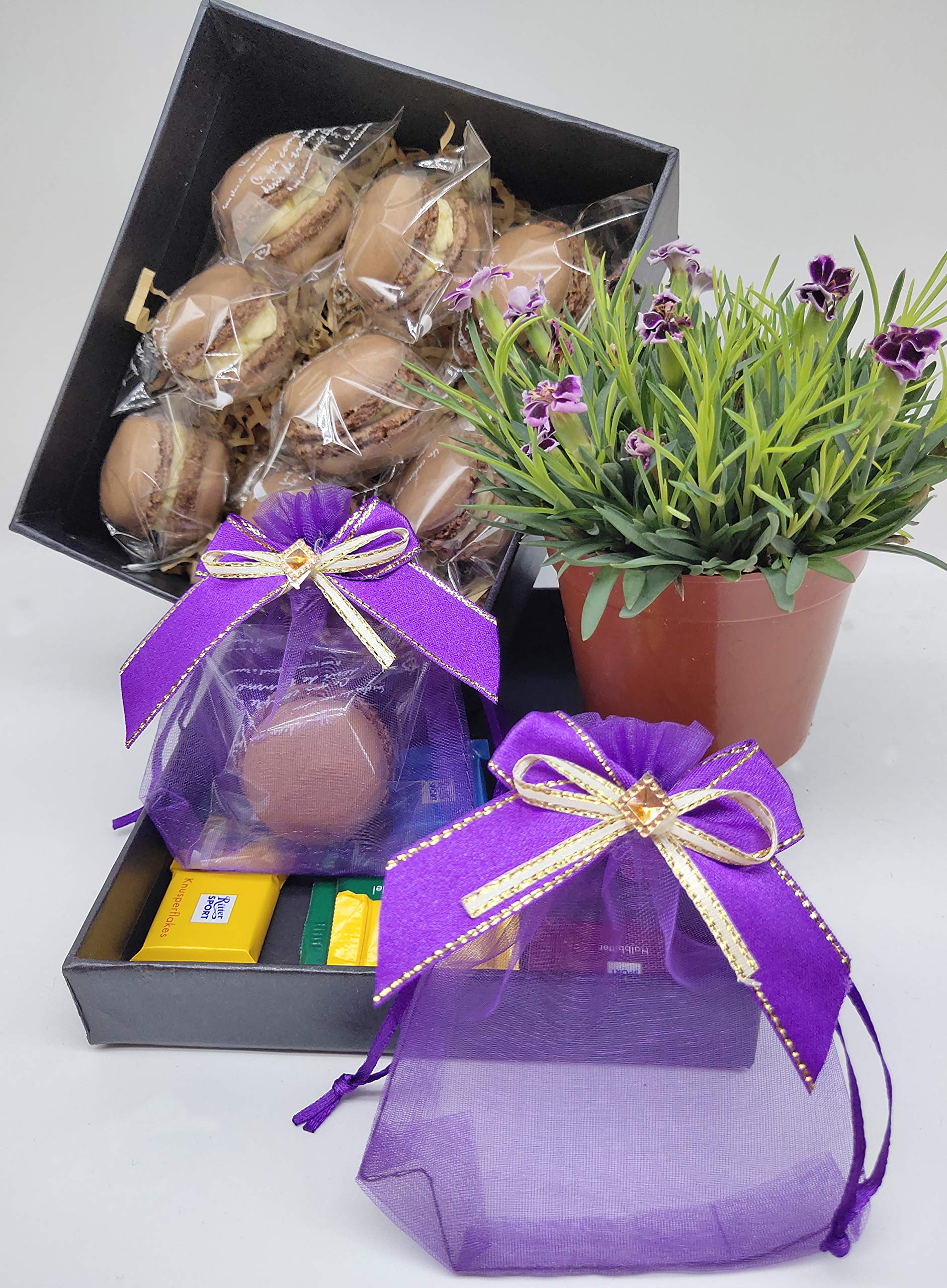 Sanrich 50pcs Purple Organza Bags 3.9x4.7in - Jewelry Wedding Favors & Gift Bags for Parties