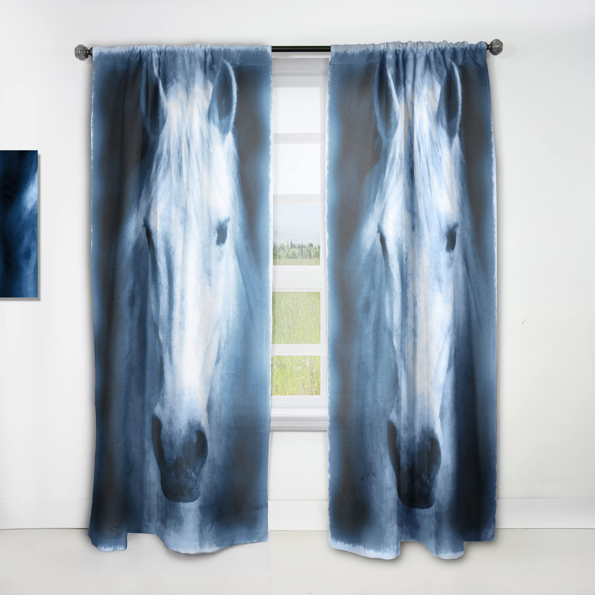 Farmhouse Horse VII Thermal Insulated Curtains - 52x84 Single Panel for Bedroom & Living Room - Blackout Drapes for Cozy Home Decor & Energy Efficiency