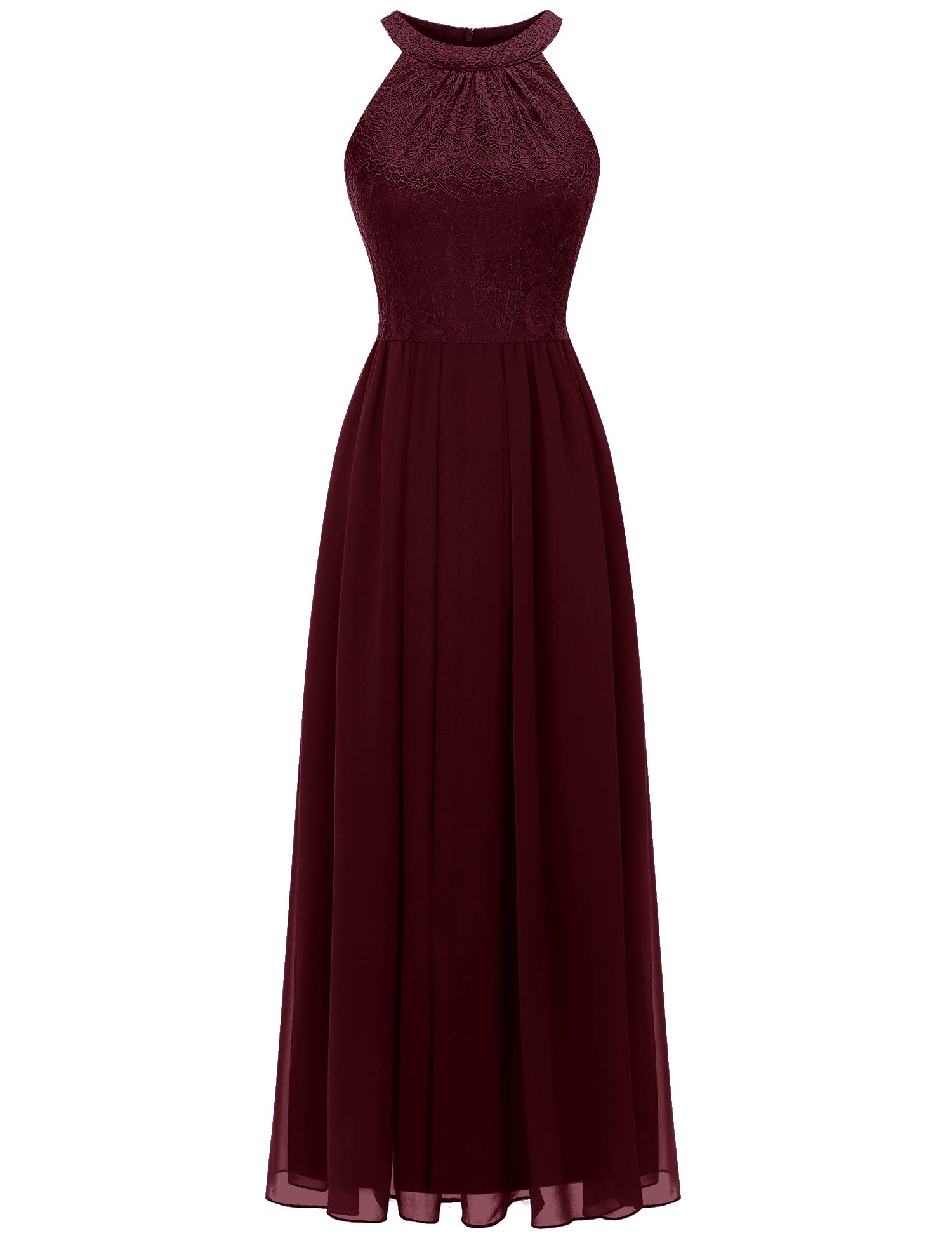 Elegant Women's Long Formal Halter Lace Dress 2024 - Wedding Guest, Bridesmaid, Cocktail Party & Prom Gown | Spring Summer Evening Occasions, Special Events & Black Tie Dinners