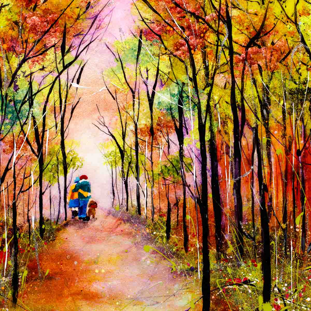Original Autumn Walk Painting - Handmade Wall Art for Home Decor, Living Room, Bedroom & Office | Perfect Gift for Art Lovers