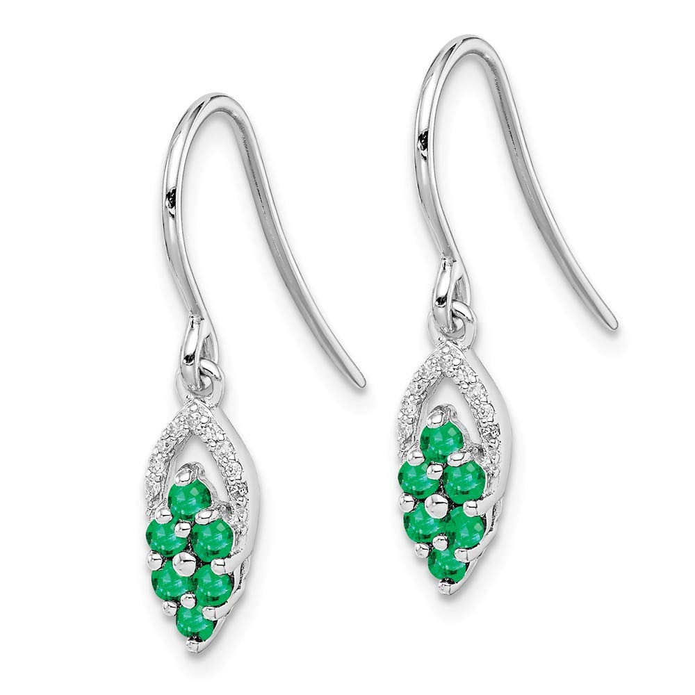 Sterling Silver Rhodium Plated Diamond & Aquamarine Shepherd Hook Earrings for Women | Dainty Birthstone Jewelry | Perfect for Weddings, Parties & Everyday Wear