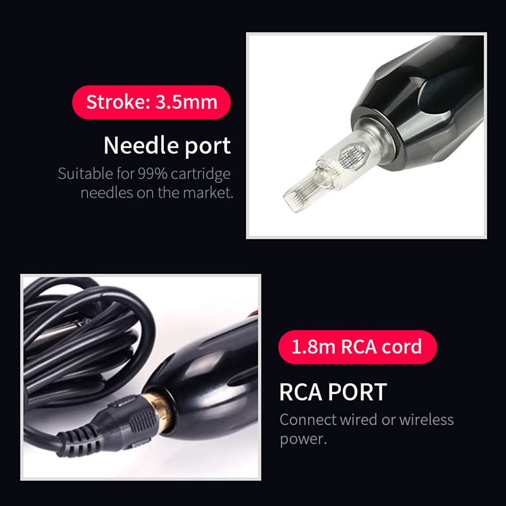 Professional Tattoo Machine Kit - Rocket 1 Rotary Tattoo Pen with Aurora-2 Power Supply - Complete Tattoo Equipment Set (Red) for Artists & Beginners - Perfect for Tattoo Studio, Home Practice & Professional Use