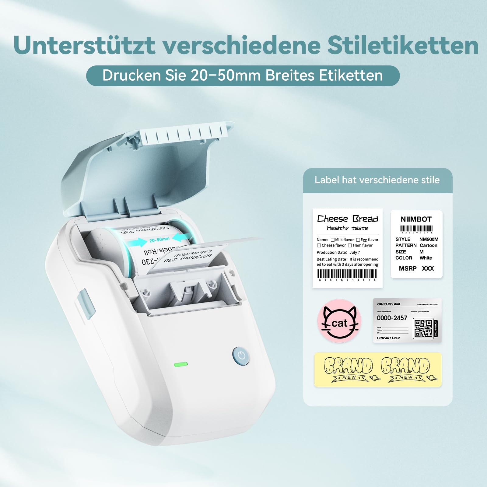 NIIMBOT B1 Thermal Label Printer Machine with Tape - 2 Inch Easy-to-Use Label Maker for Office, Home & Business (Includes 230pcs/Roll of 2