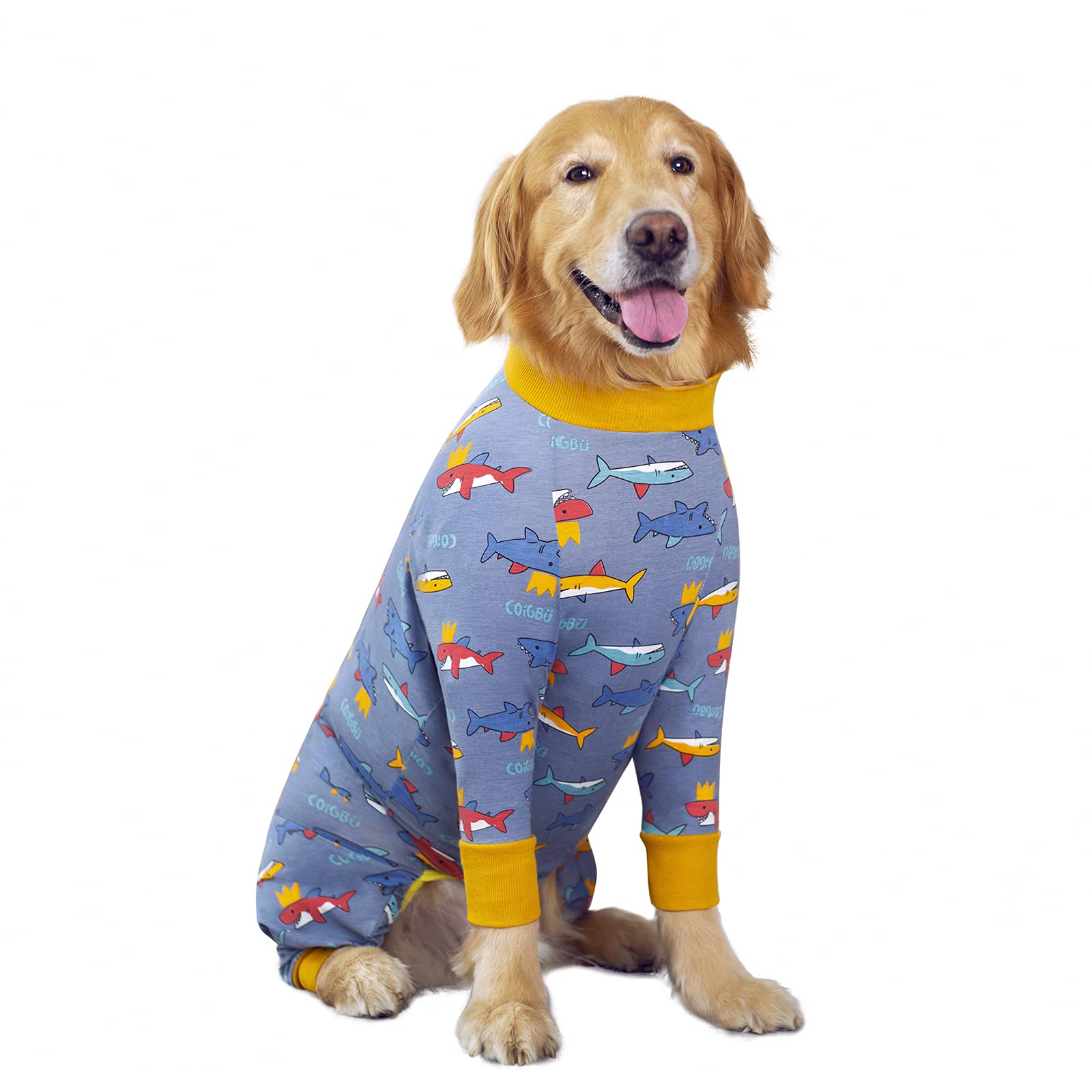 Post-Surgery Dog Recovery Suit for Male & Female Pets - Soft Long Sleeve Neuter Shirt Alternative to Cone | Prevents Licking & Wound Irritation | Perfect for Large & Medium Dogs (Shark 6XL) | Ideal for Post-Spay/Neuter Care, Wound Protection & Comfortable Healing